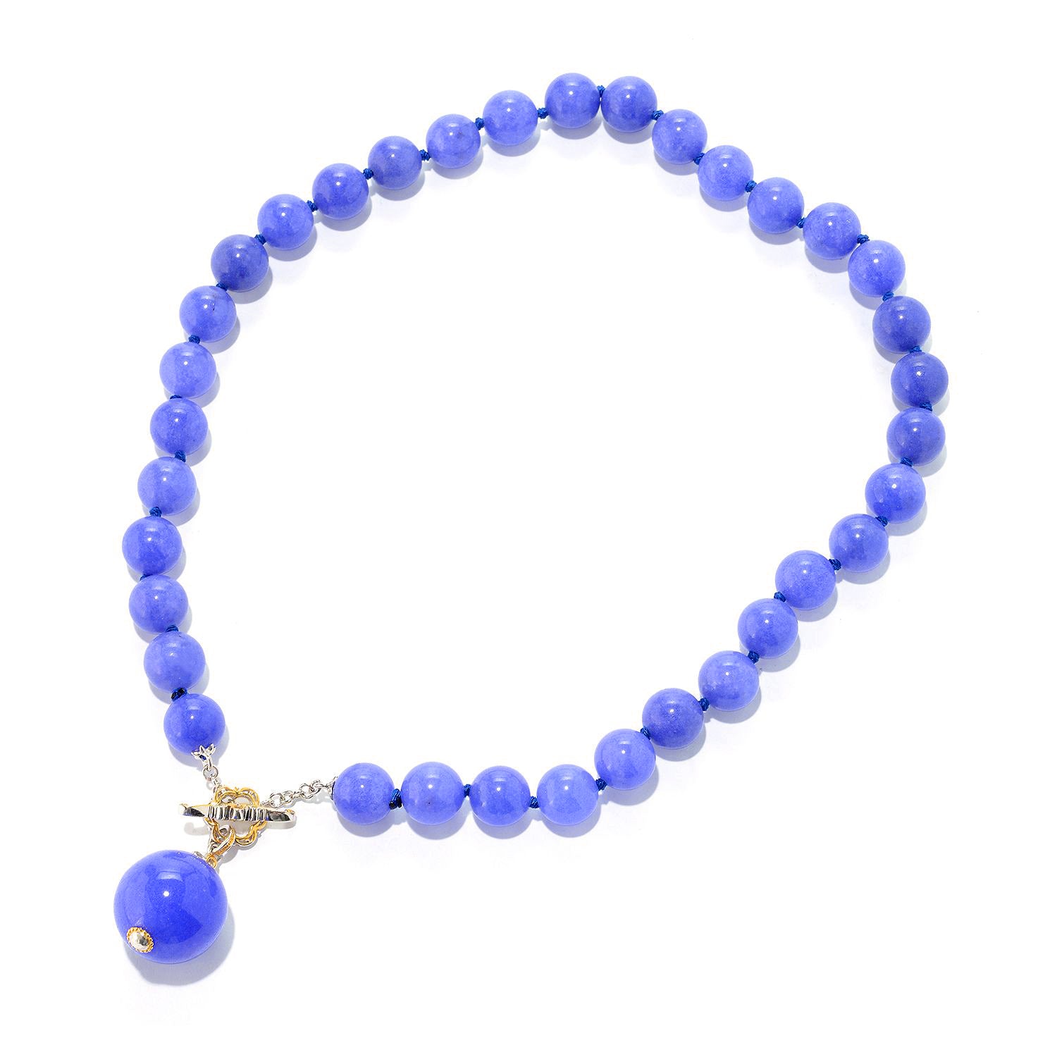 Gems en Vogue Dark Blue Quartz Bead Toggle Necklace