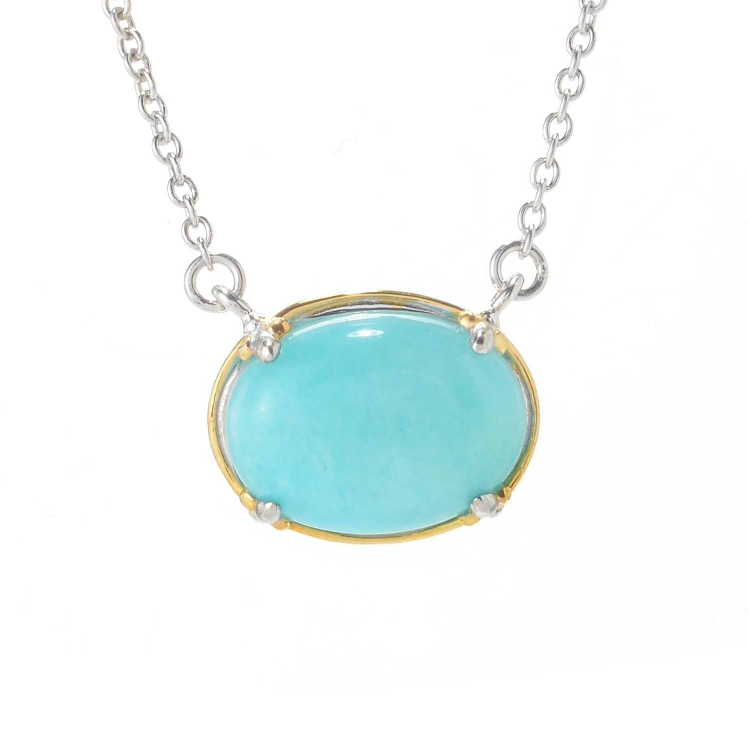 Gems en Vogue Collier Amazonite et Zircon Blanc