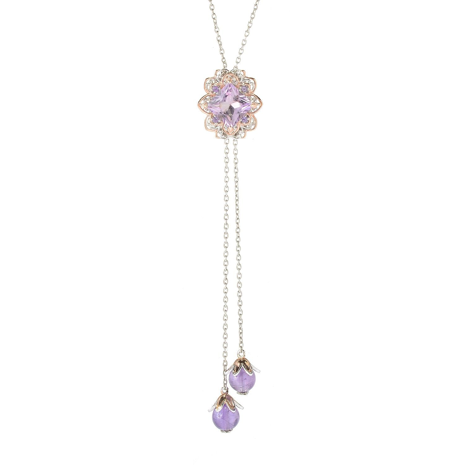 Gems en Vogue 4.68ctw Pink Amethyst Bolo Necklace