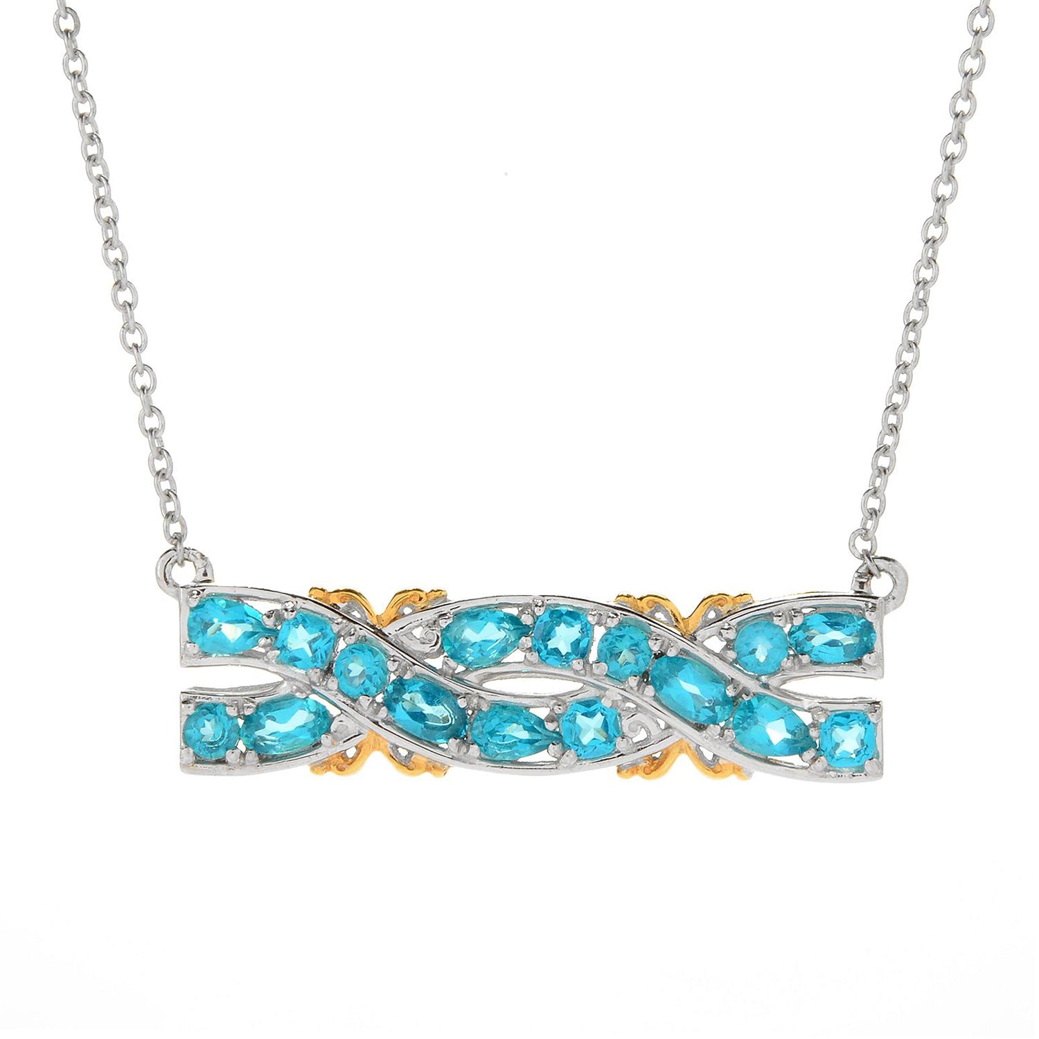 Gems en Vogue 3.48ctw Paraiba Topaz Bar Necklace