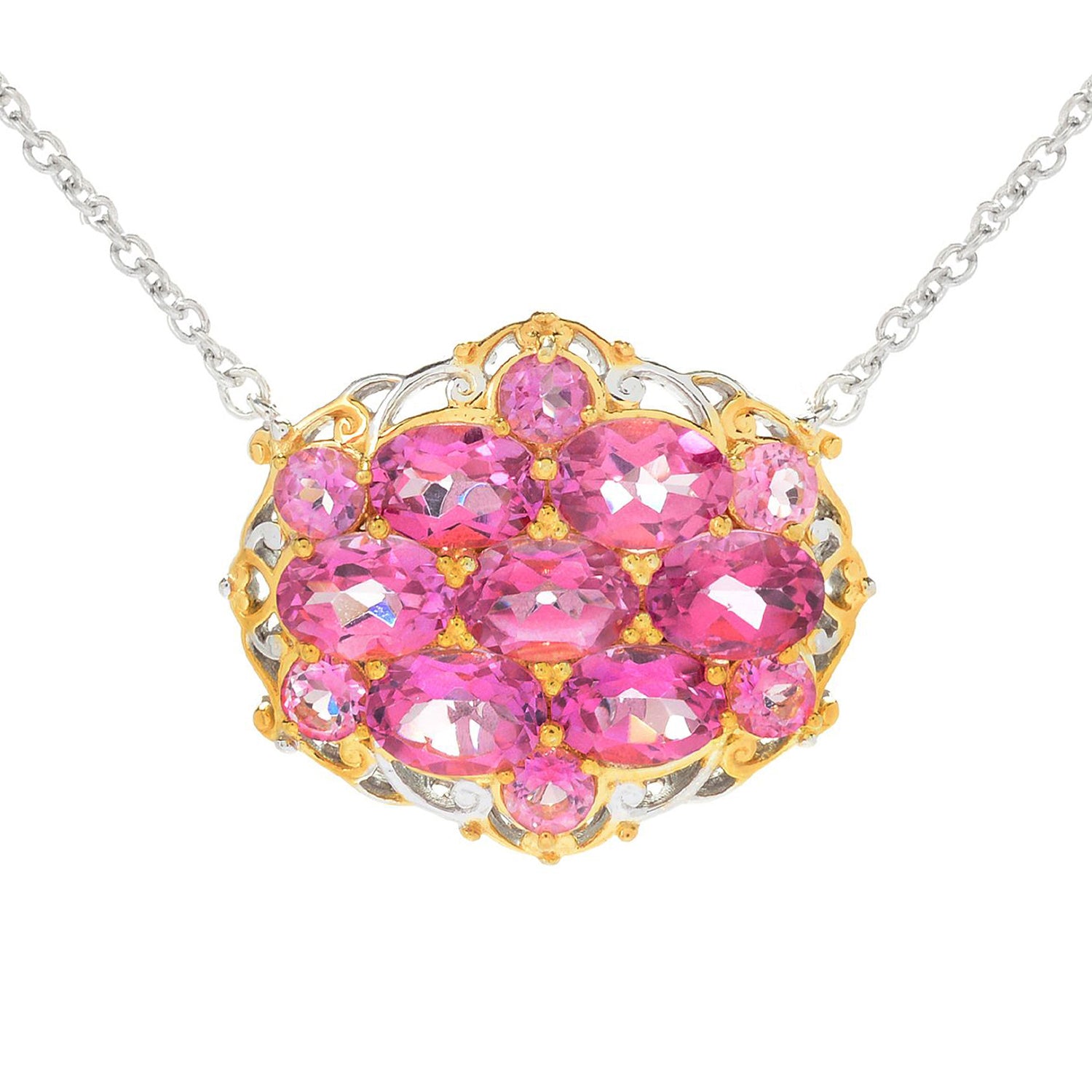 Gems en Vogue 24K Palladium Silver 7.54ctw Martha Rocha Pink Topaz Necklace
