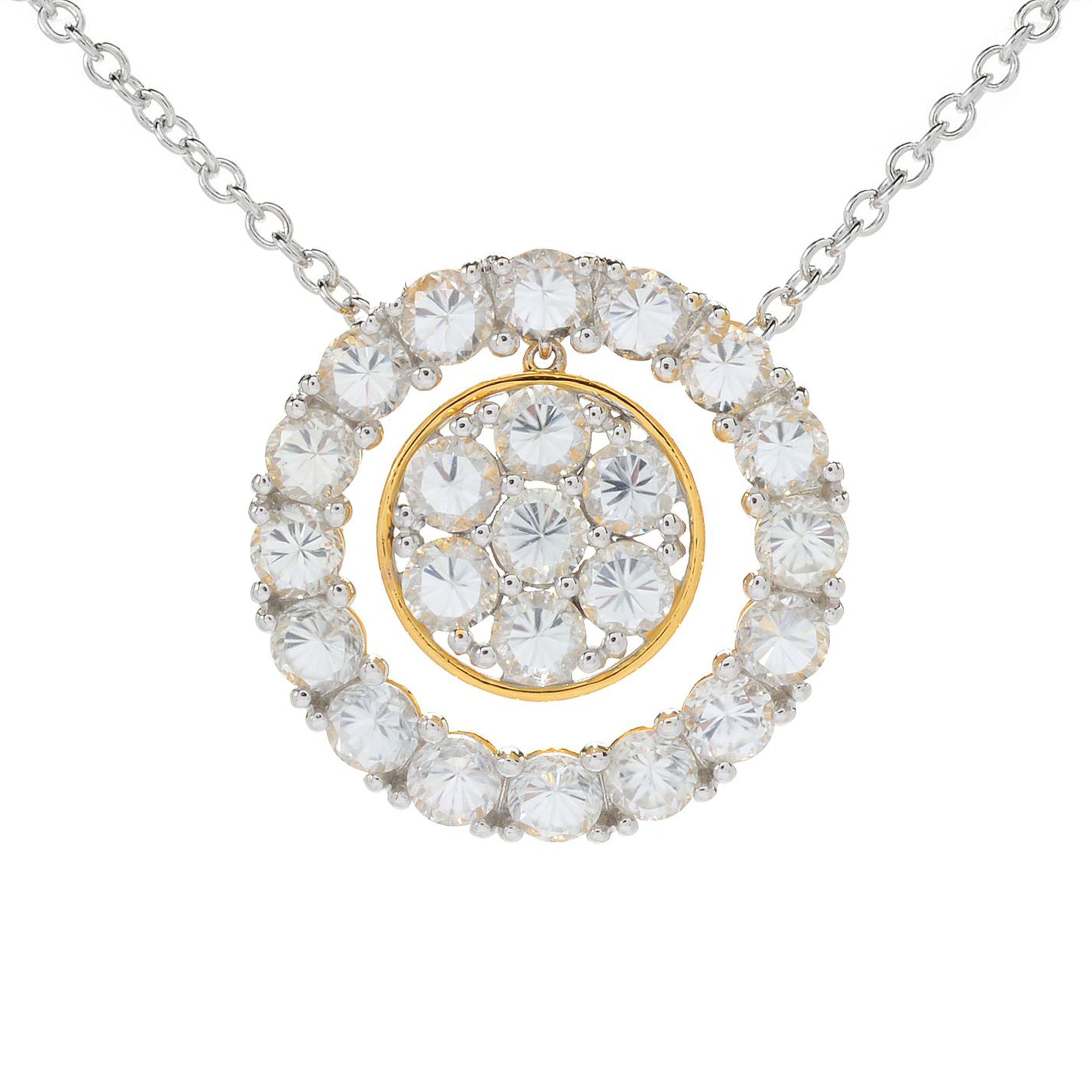 Gems en Vogue 6.21ctw White Zircon Circle Necklace