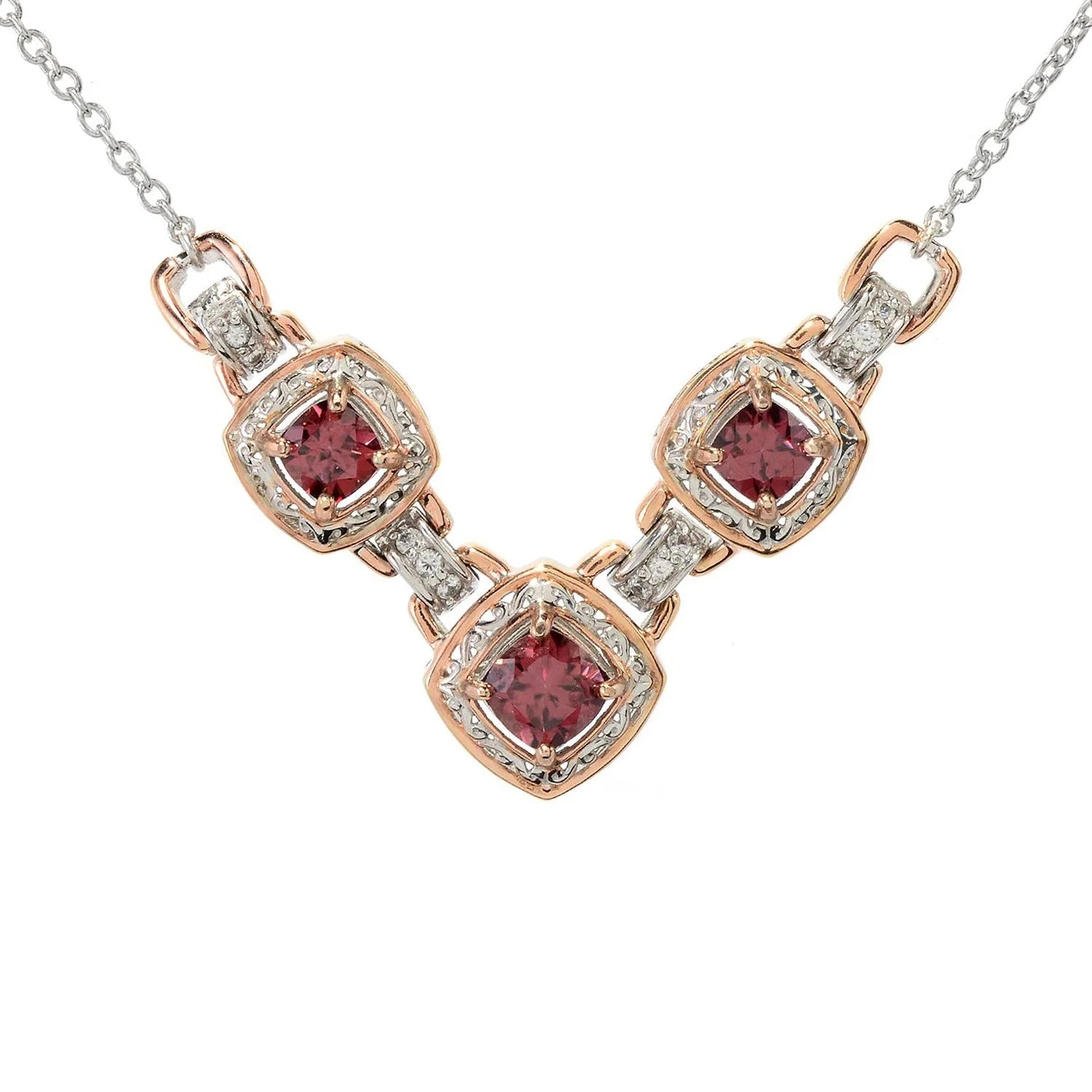Gems en Vogue 2.99ctw Rose & White Zircon Necklace