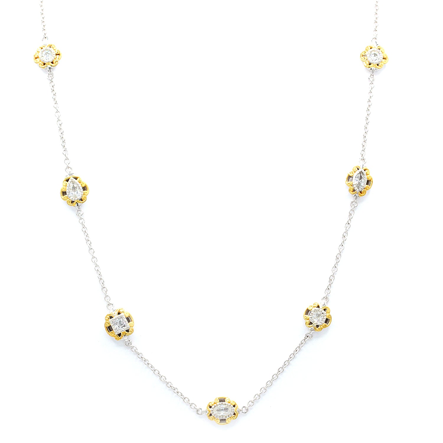 Gems en Vogue 1.54ctw White Zircon Station Necklace
