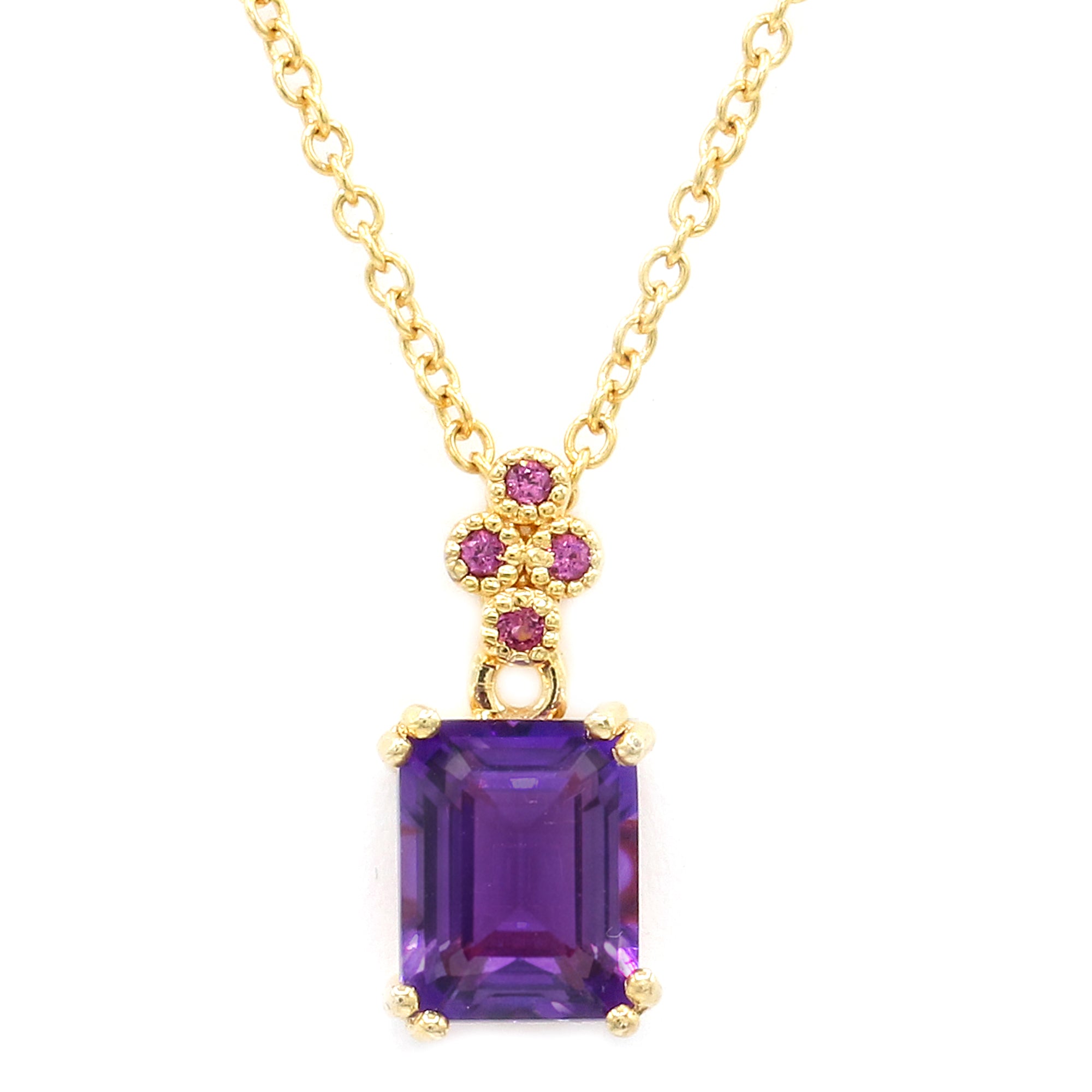 Hall of Jewels 3.27ctw African Amethyst & Rhodolite Garnet 3-Layer Chain Necklace