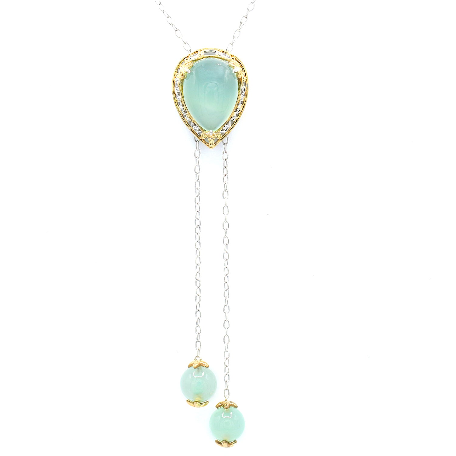 Gems en Vogue Lime Chalcedony Bolo Necklace
