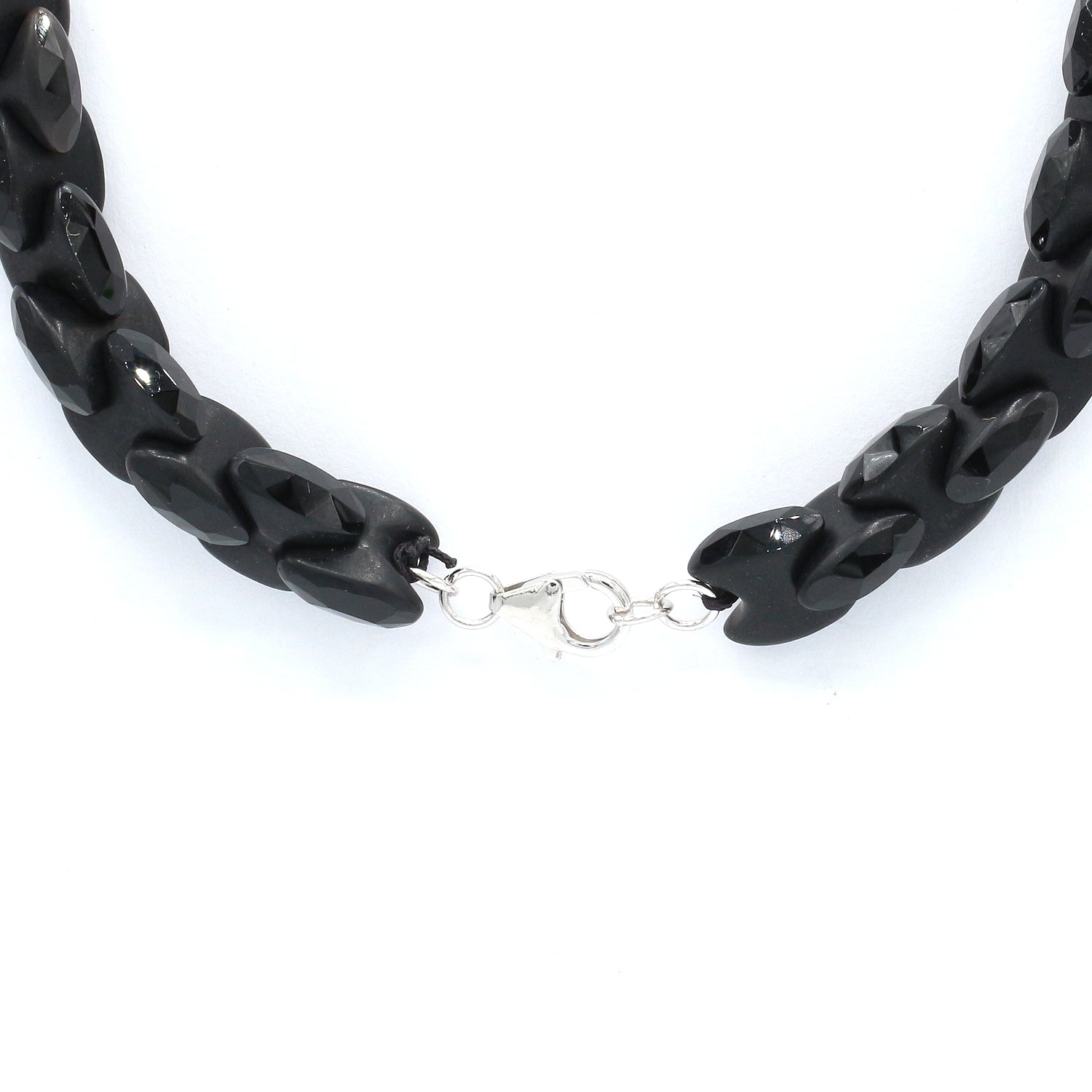 Gems en Vogue Special Cut Black Onyx Bead Necklace
