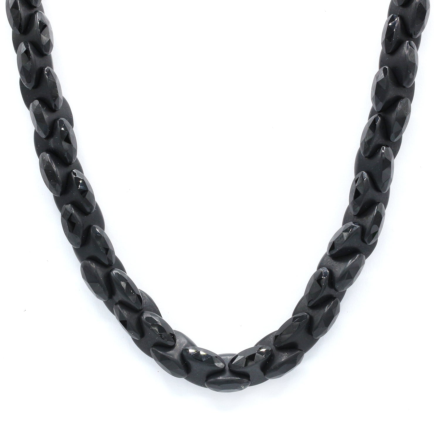 Gems en Vogue Special Cut Black Onyx Bead Necklace