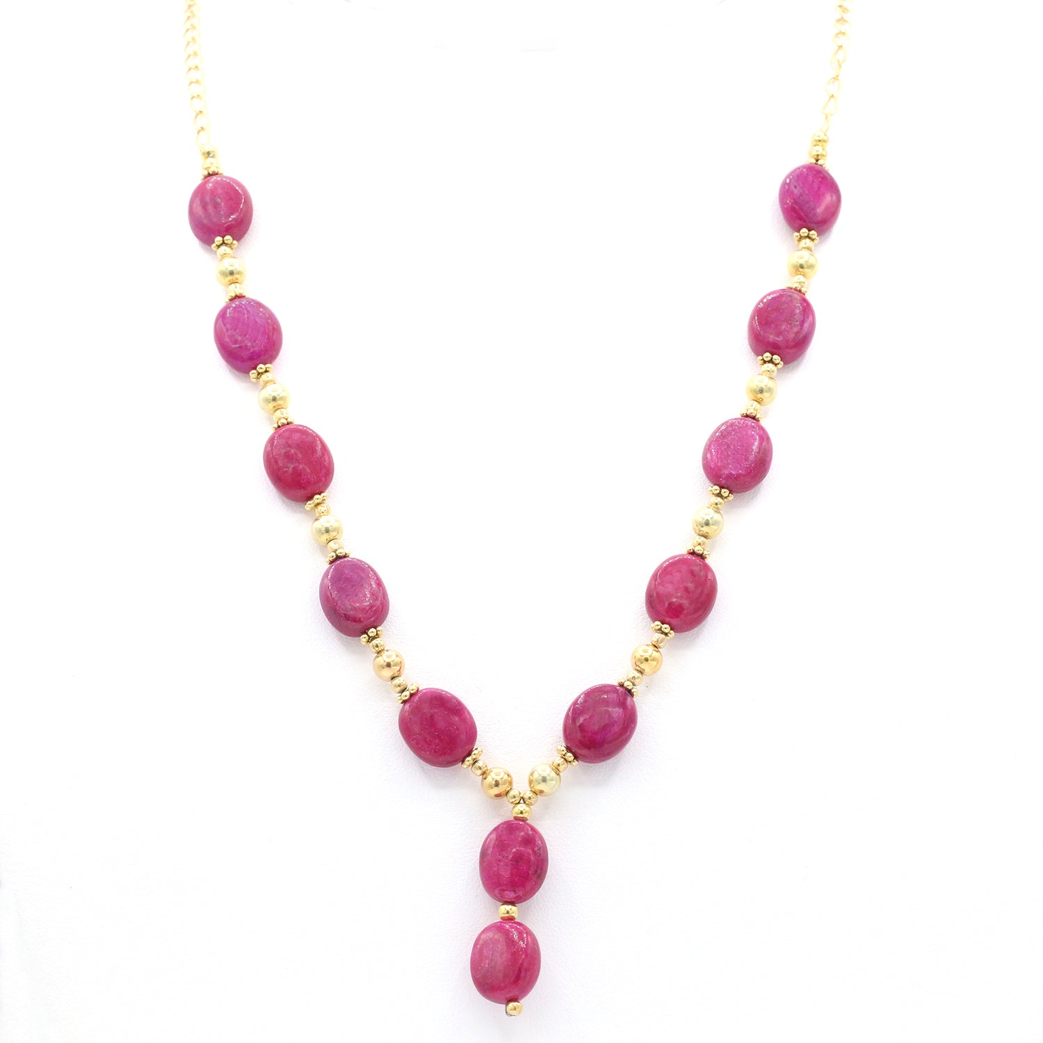 Gems en Vogue Pink Sapphire Tumbled Bead Necklace