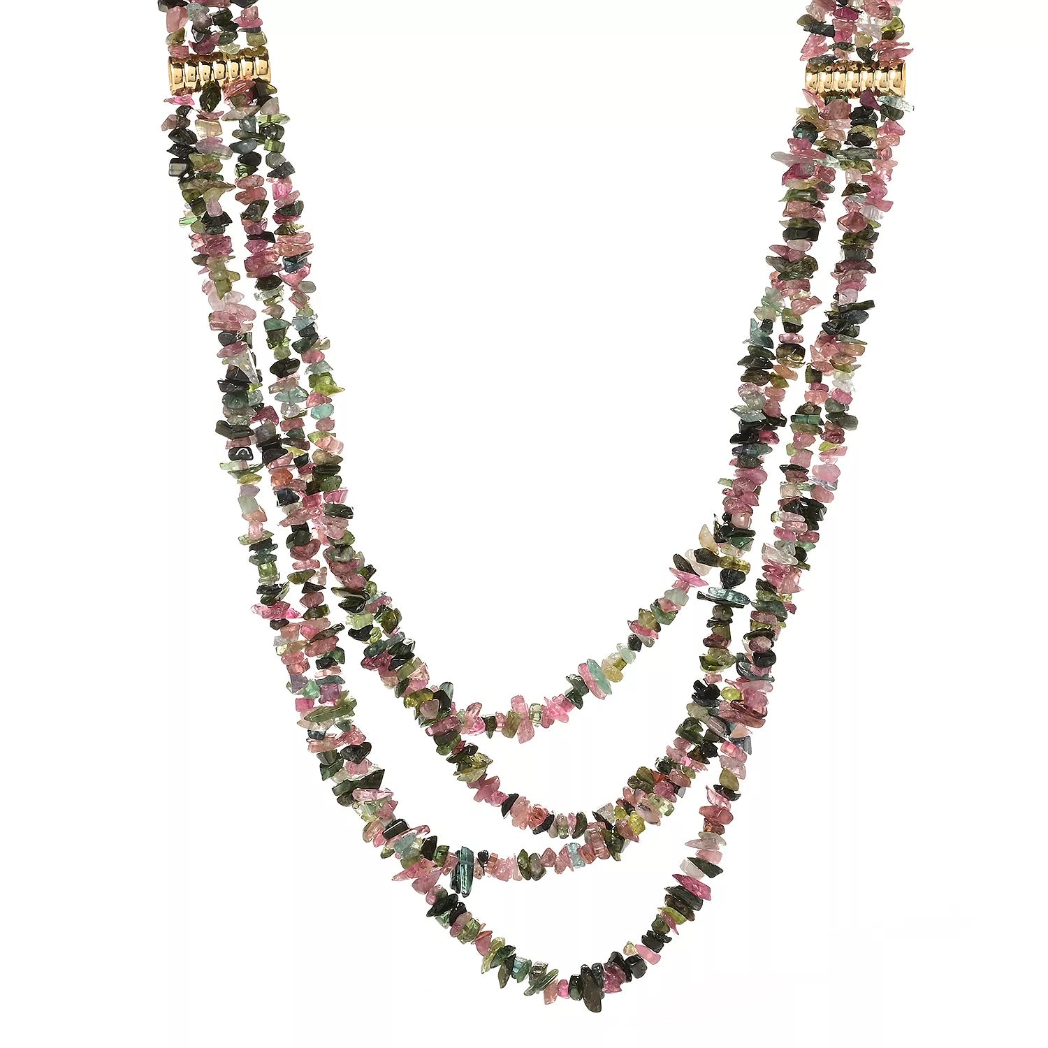 Gems en Vogue Tumbled bead Multi Tourmaline Necklace