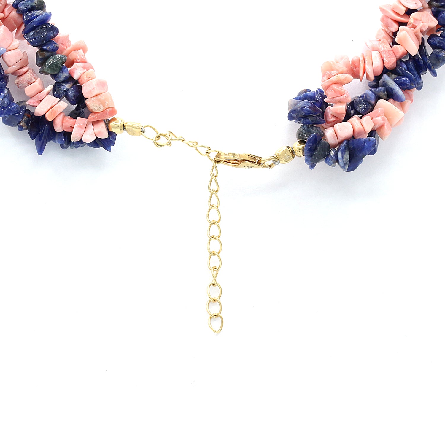 Gems en Vogue Pink Opal & Sodalite Tumbled Bead Necklace
