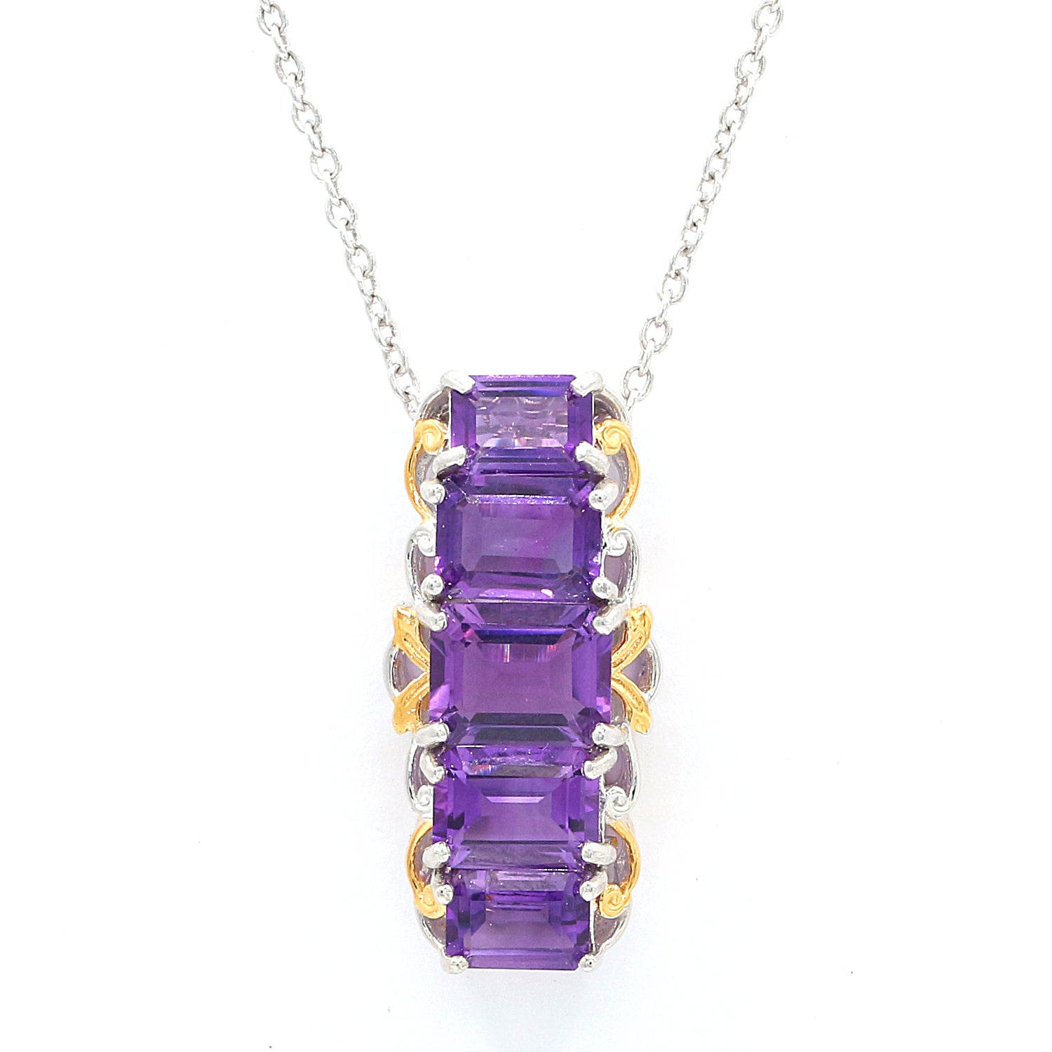 Gems en Vogue 7.25ctw African Amethyst Five Stone Pendant