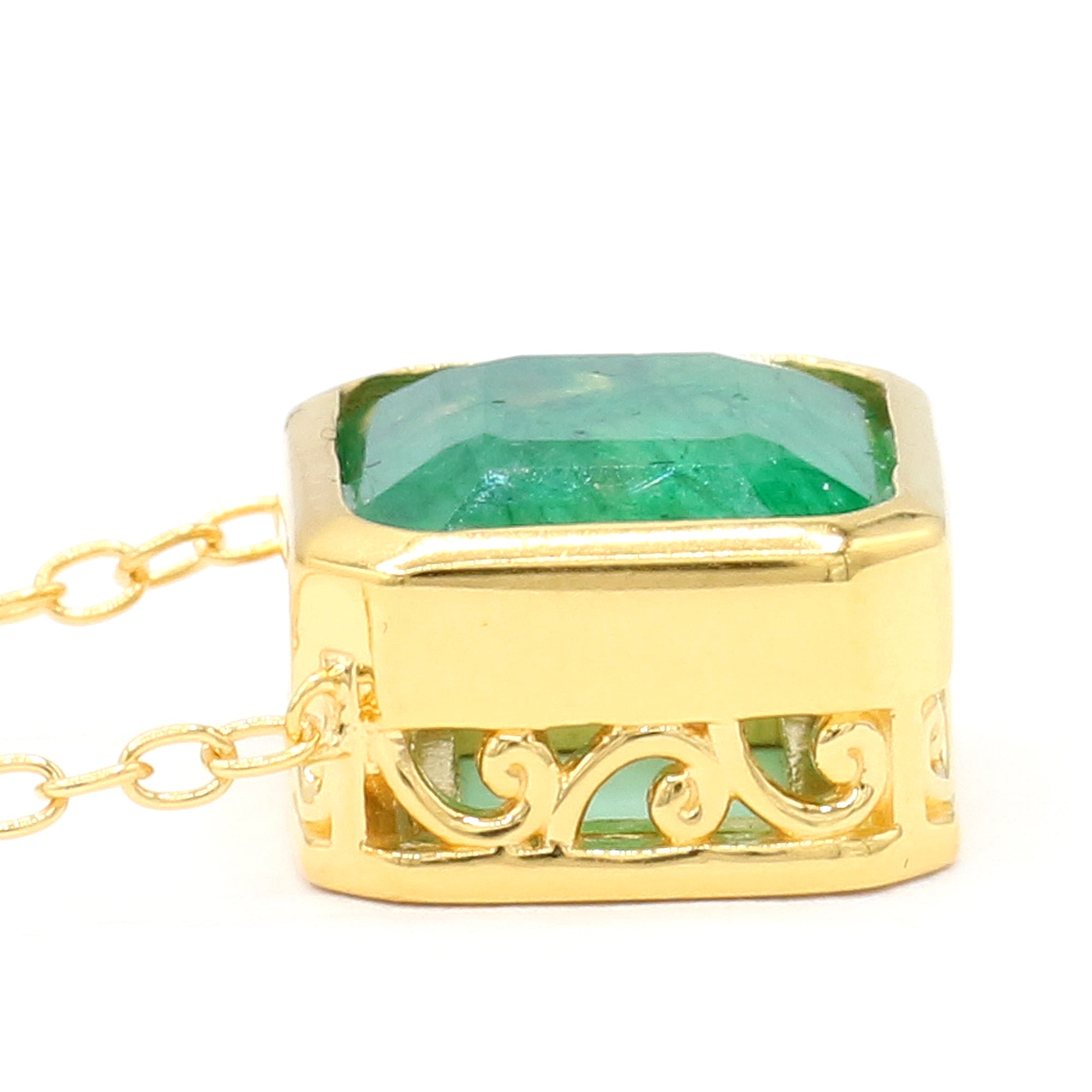 Gems en Vogue 24K Palladium Silver 5.78ctw Octagon Zambian Emerald Necklace