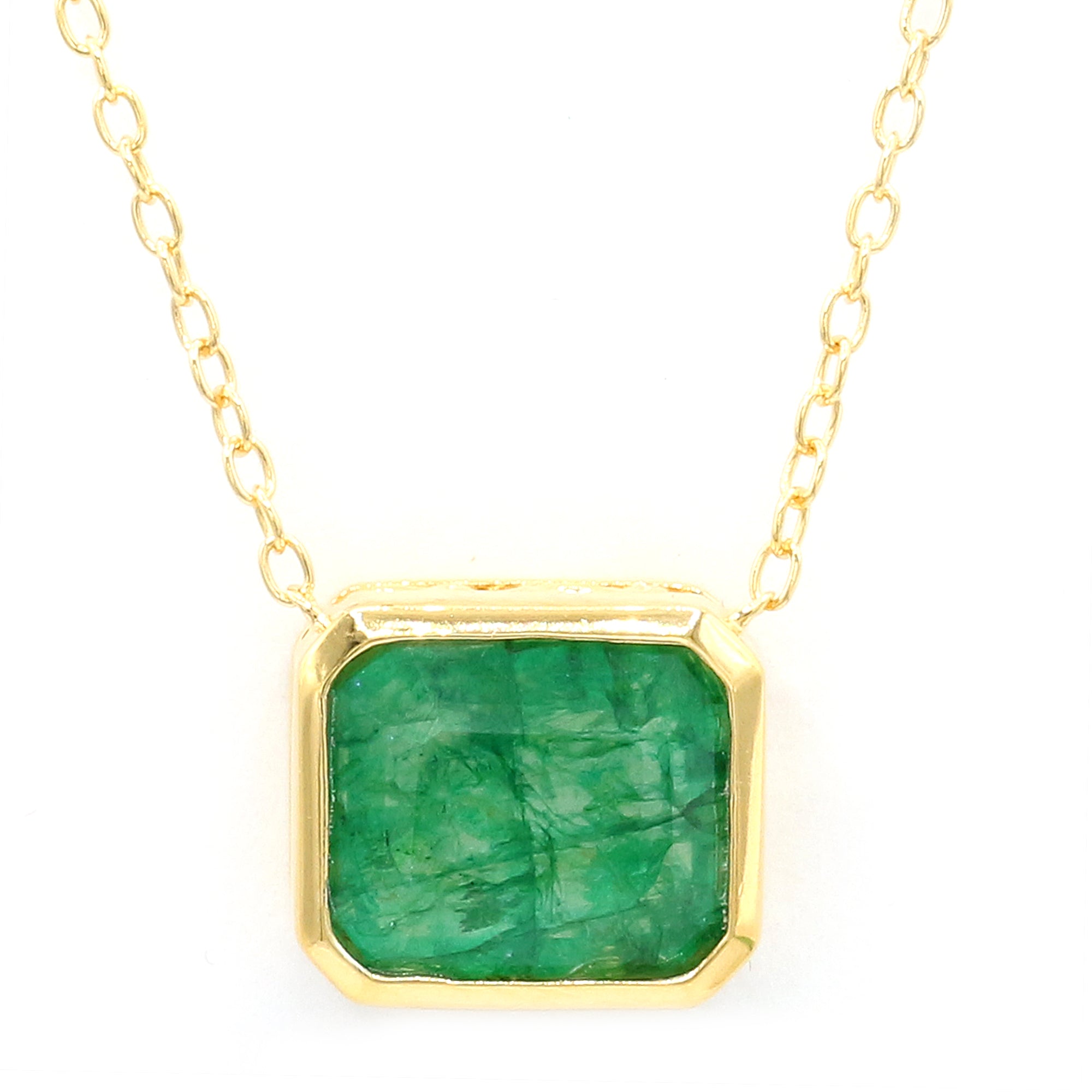 Gems en Vogue 24K Palladium Silver 5.78ctw Octagon Zambian Emerald Necklace