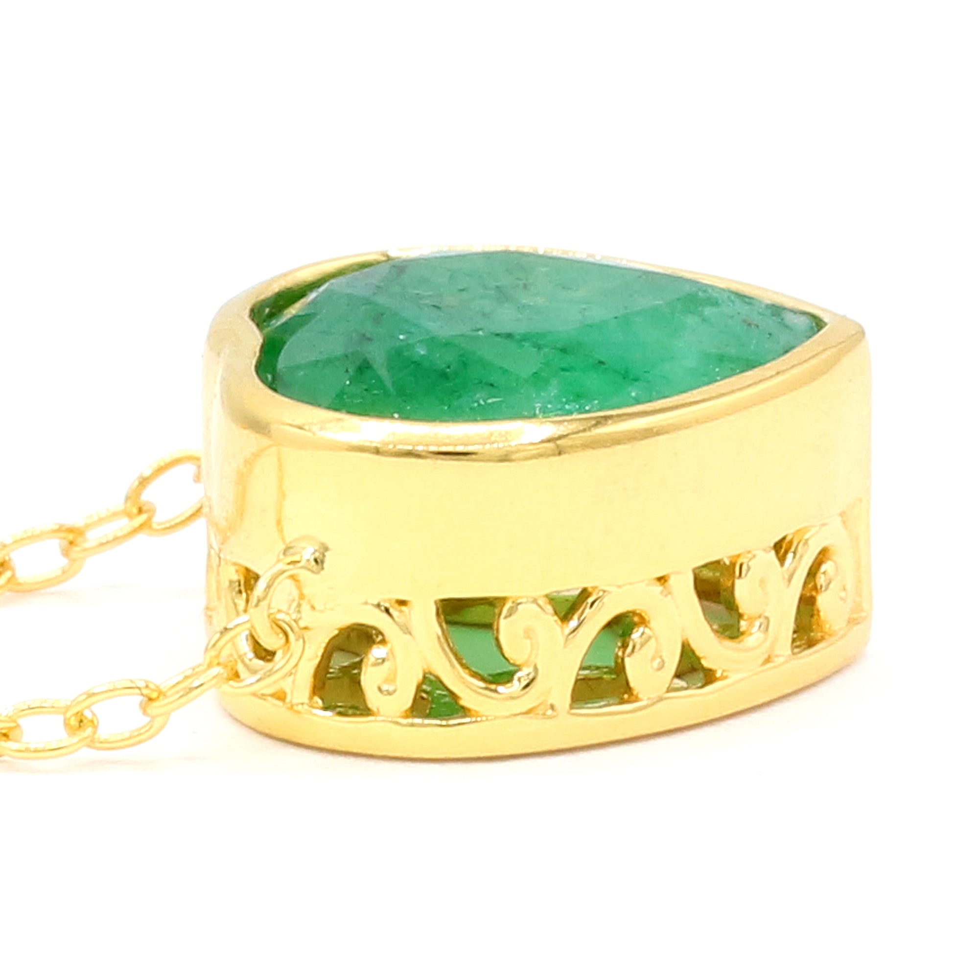 Gems en Vogue 24K Palladium Silver 5.65ctw Heart Shape Zambian Emerald Necklace