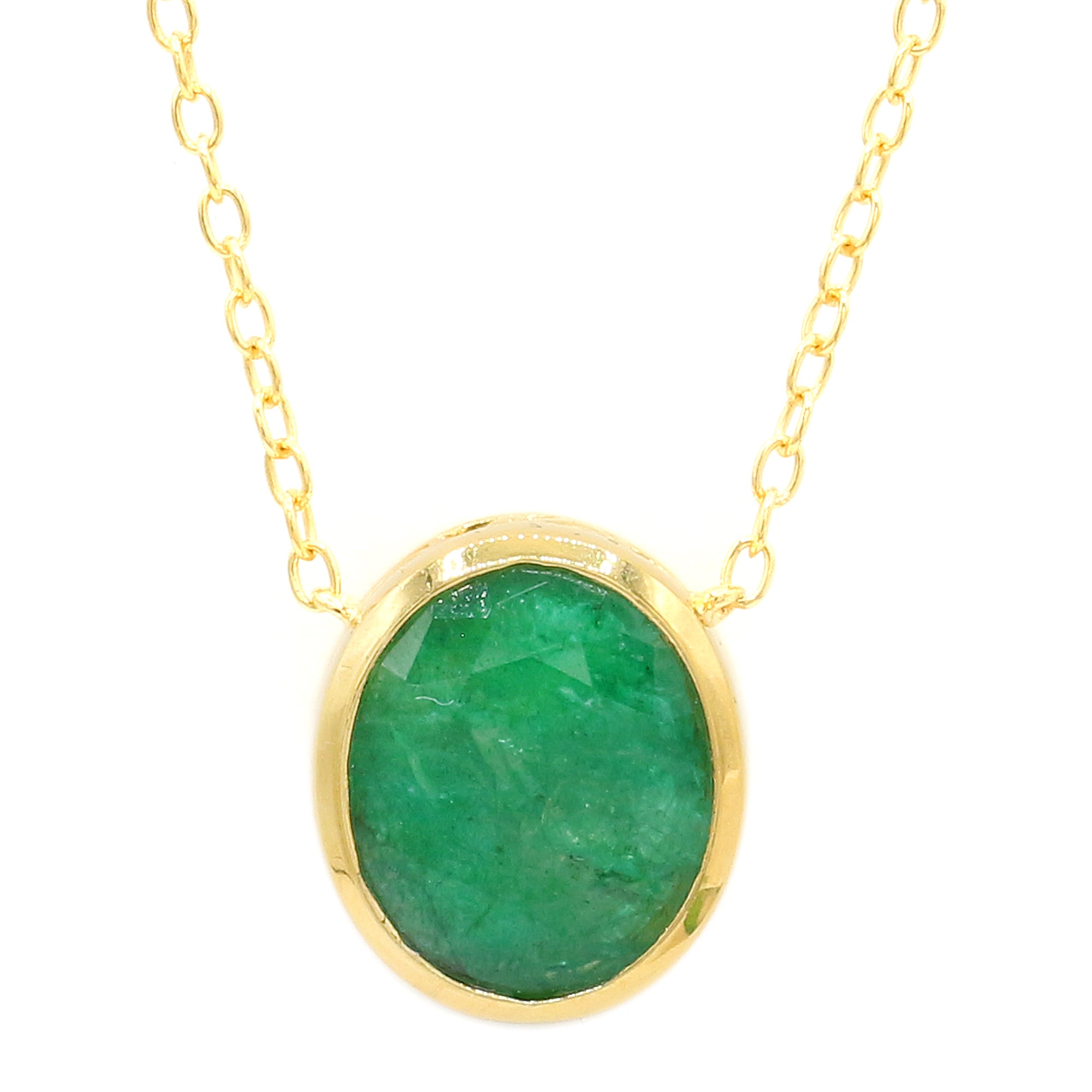 Gems en Vogue 24K Palladium Silver 5.51ctw Oval Zambian Emerald Necklace