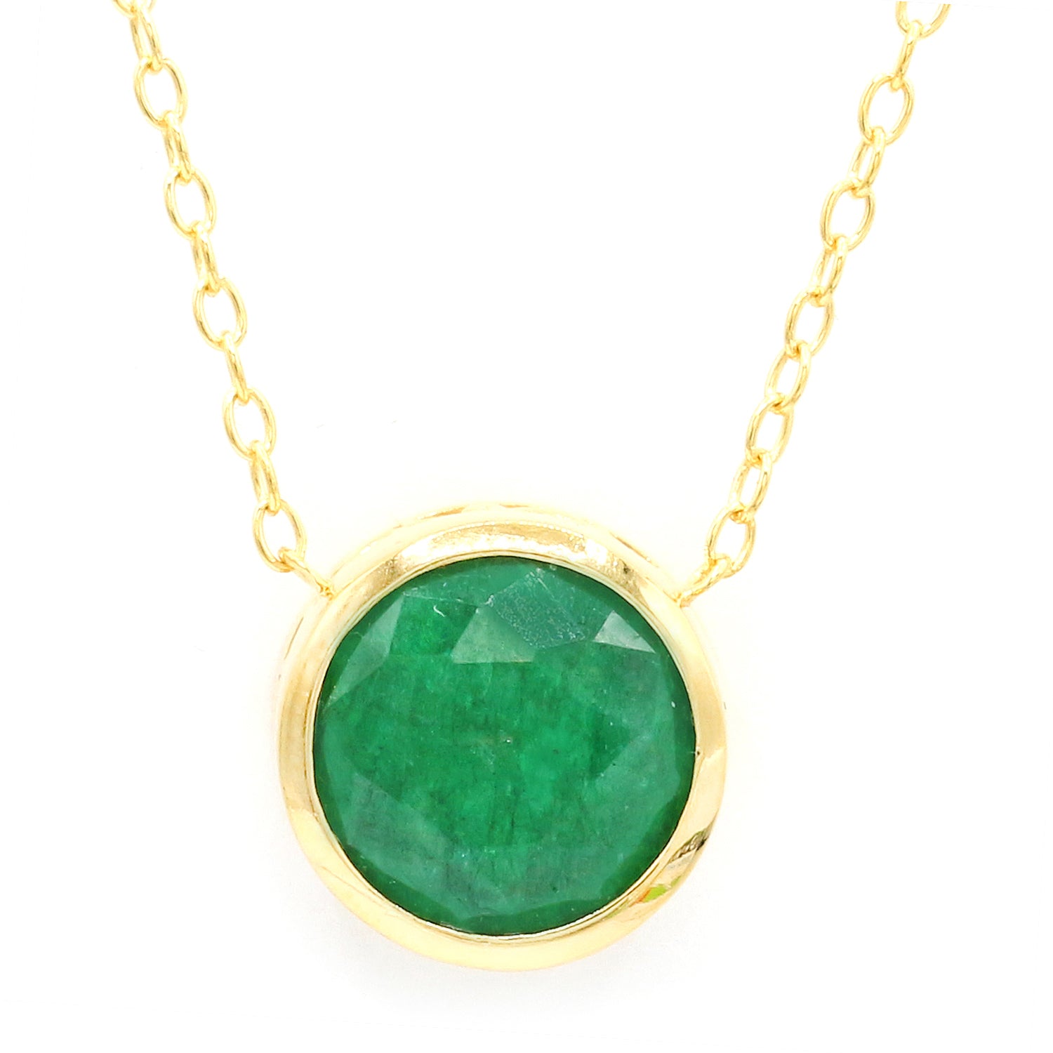 Gems en Vogue 24K Palladium Silver 4.85ctw Round Zambian Emerald Necklace