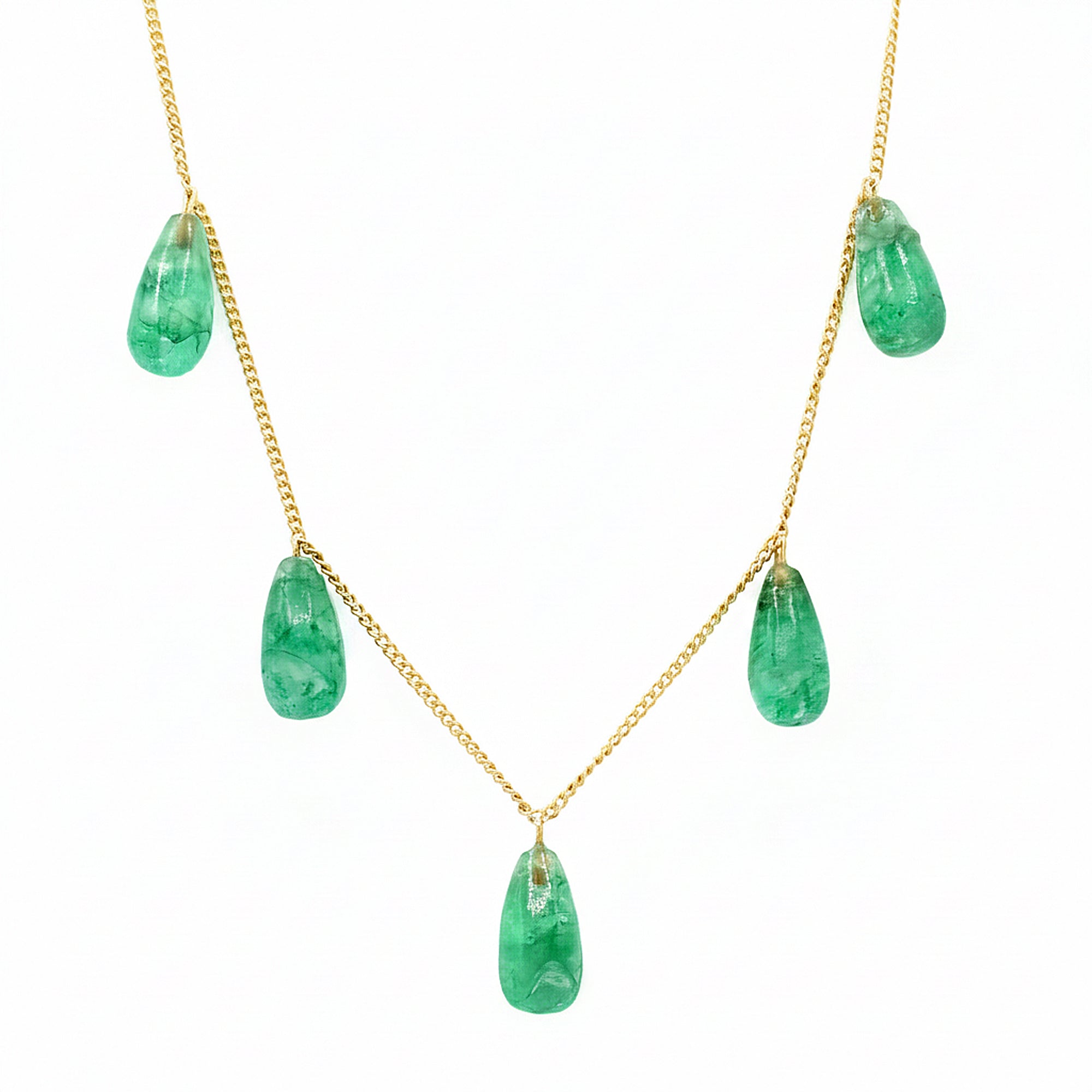 Gems en Vogue One-of-a-Kind 24K Palladium Silver Zambian Emerald Drop Necklace