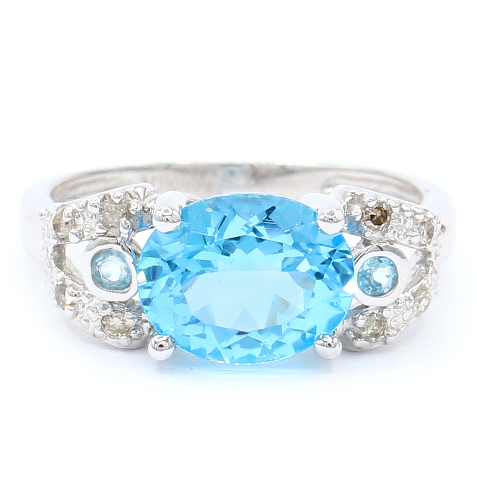 Golden Jewel 10K White Gold 2.72ctw Blue Topaz & Diamond Ring