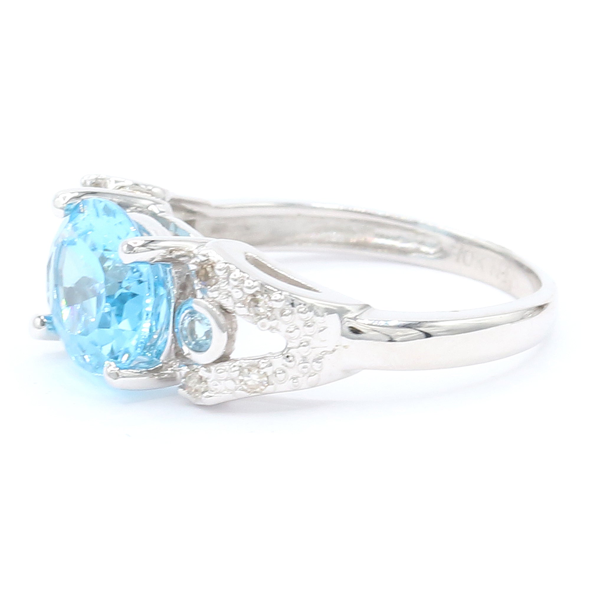 Golden Jewel 10K White Gold 2.72ctw Blue Topaz & Diamond Ring