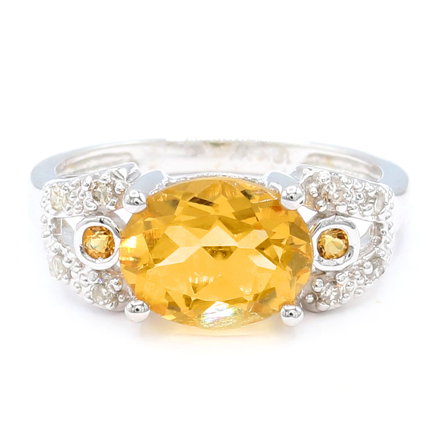 Golden Jewel 10K White Gold 2.72ctw Citrine & Diamond Ring
