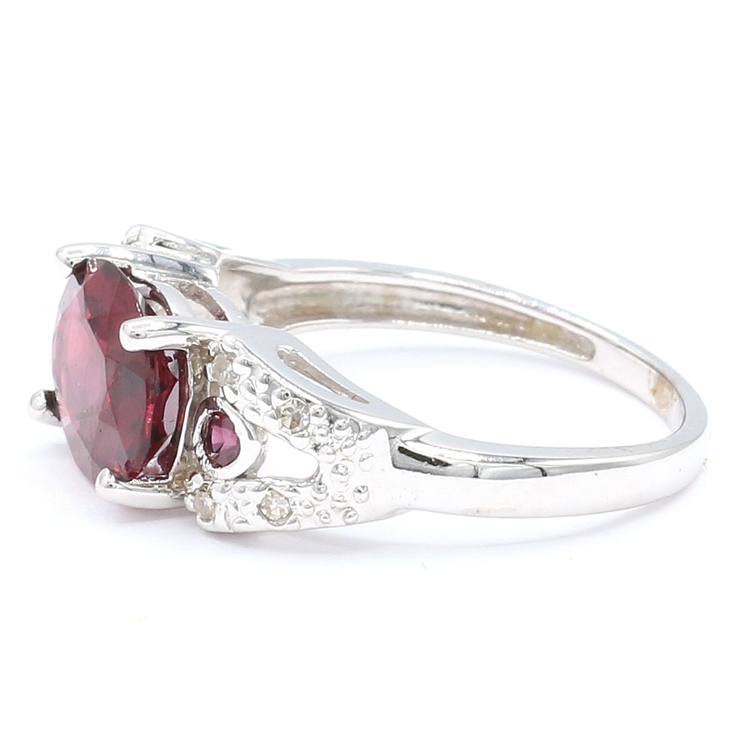 Golden Jewel 10K White Gold 3.21ctw Garnet & Diamond Ring