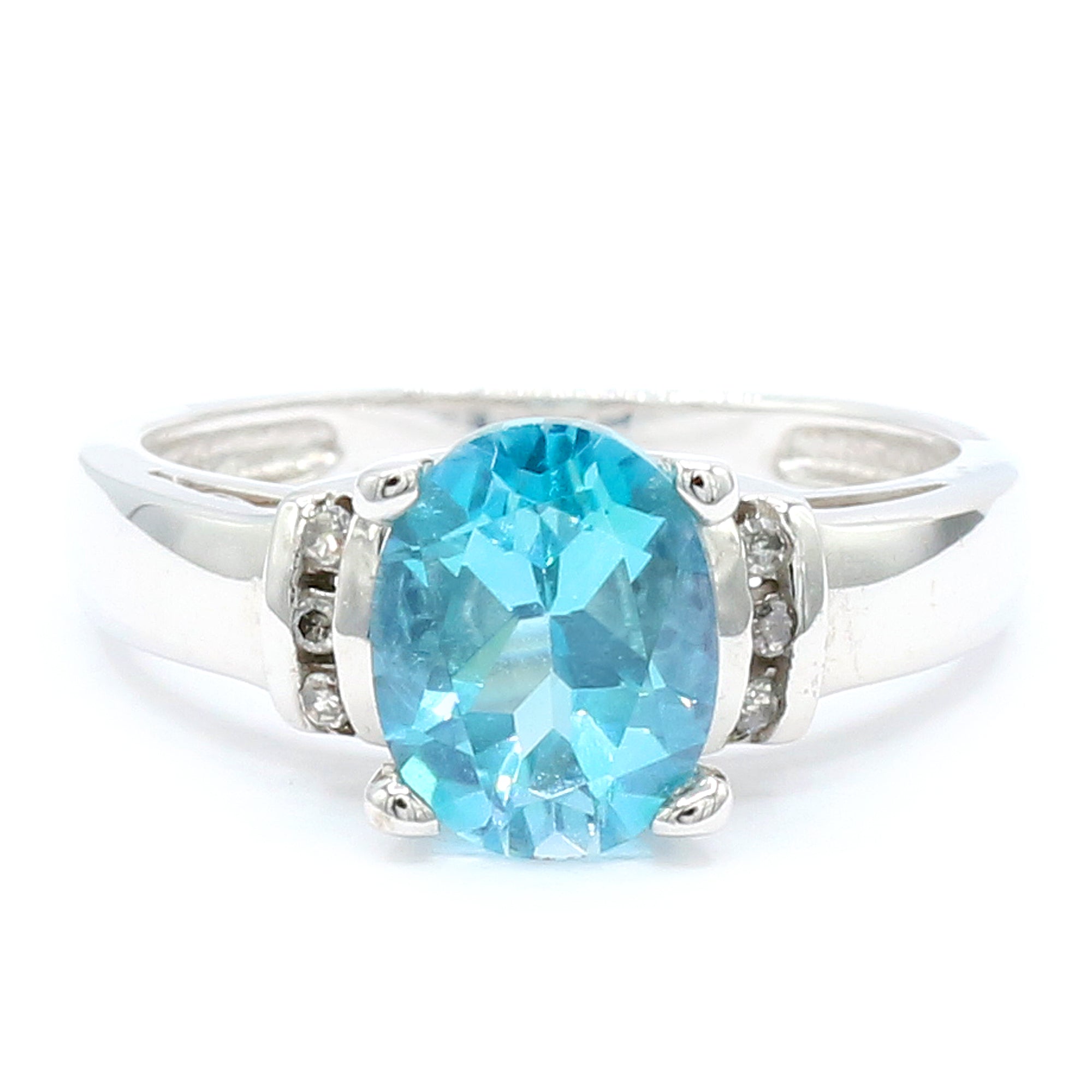 Golden Jewel 14K White Gold 2.56ctw Blue Topaz & Diamond Ring
