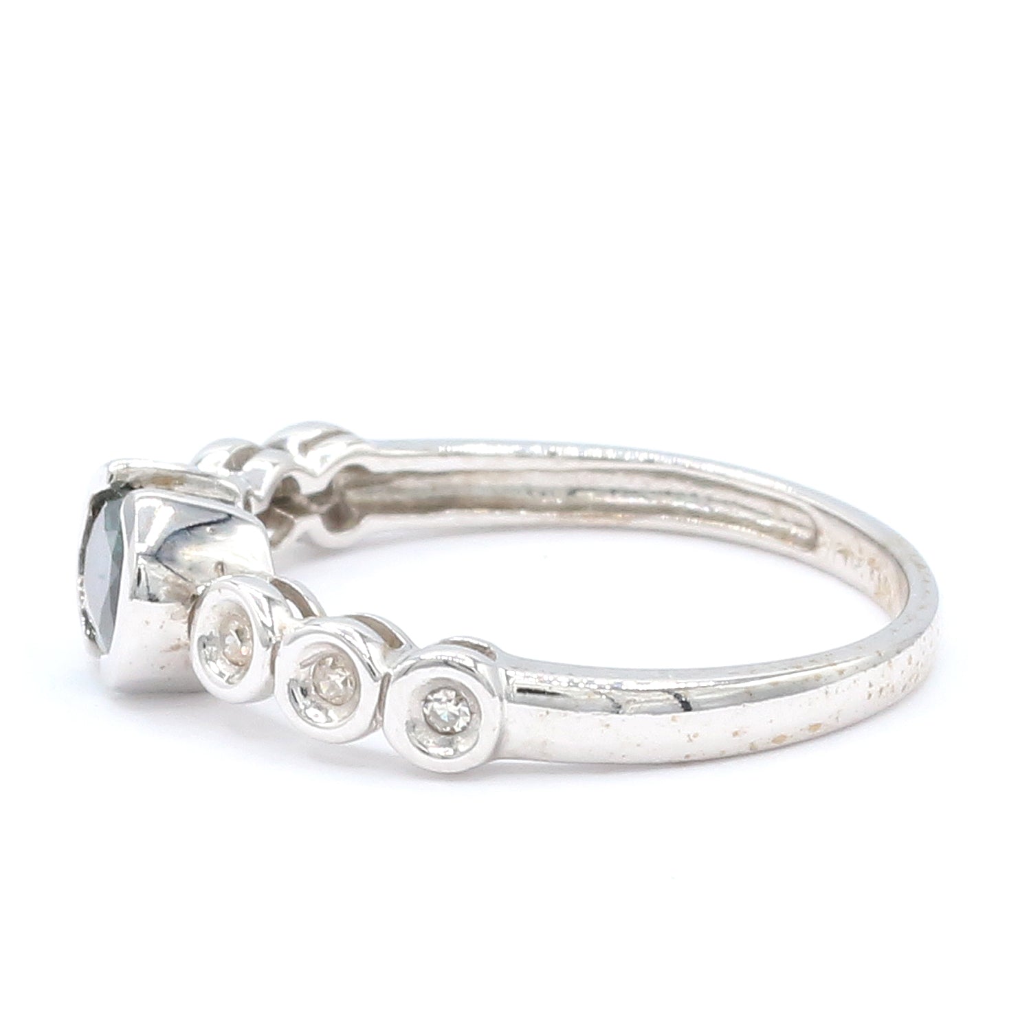 Golden Jewel 10K White Gold 0.69ctw Blue Sapphire & Diamond Ring