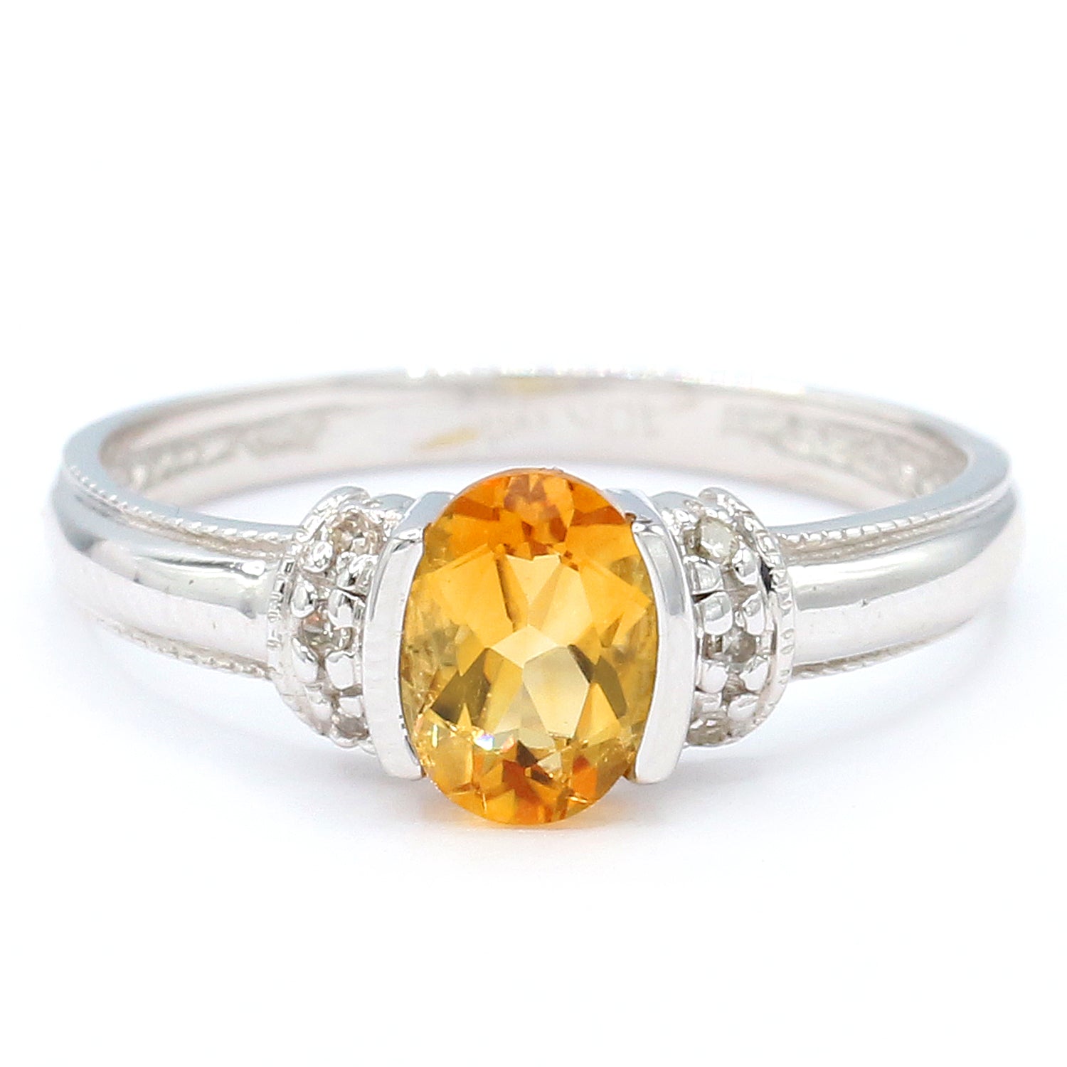 Golden Jewel 10K White Gold 0.79ctw Citrine & Diamond Ring