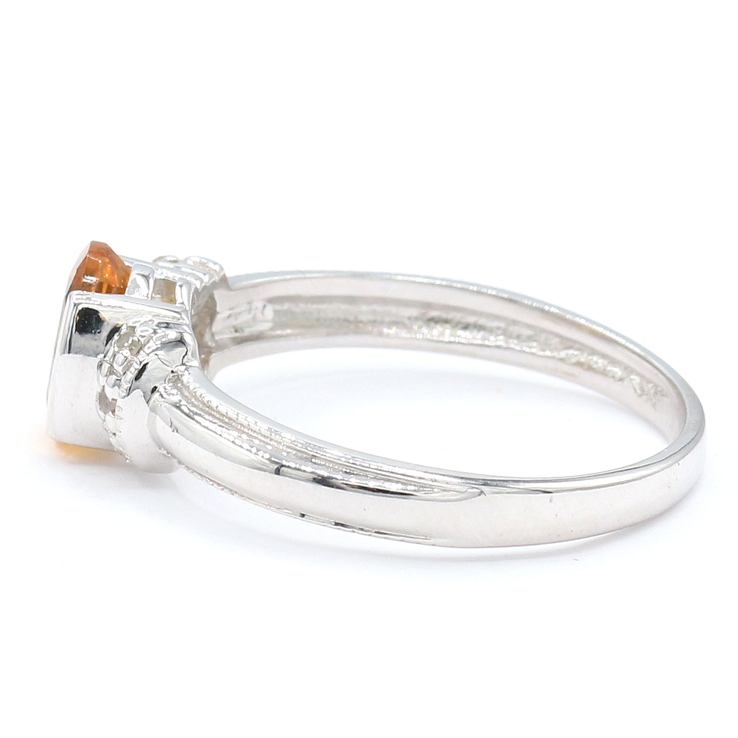 Golden Jewel 10K White Gold 0.79ctw Citrine & Diamond Ring