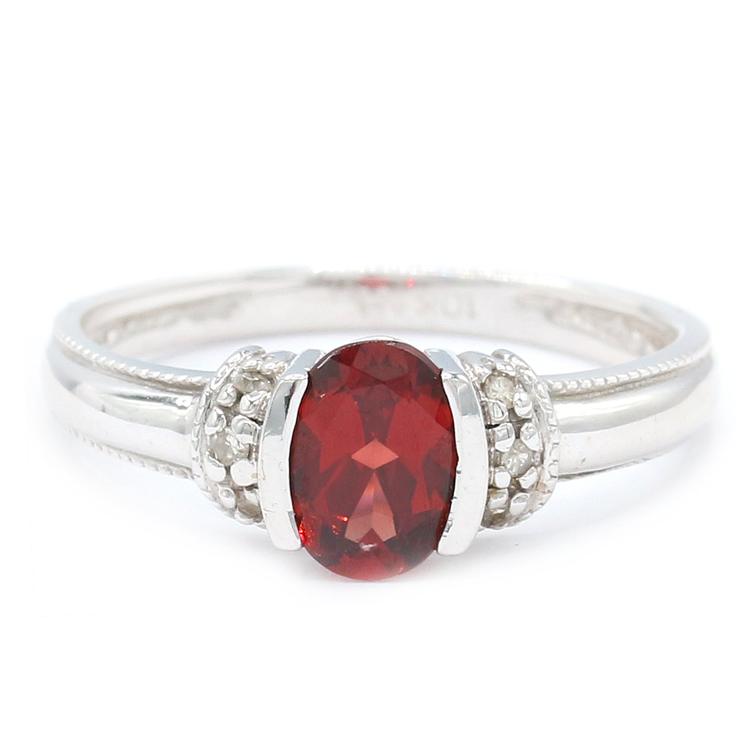 Golden Jewel 10K White Gold 0.96ctw Garnet & Diamond Ring