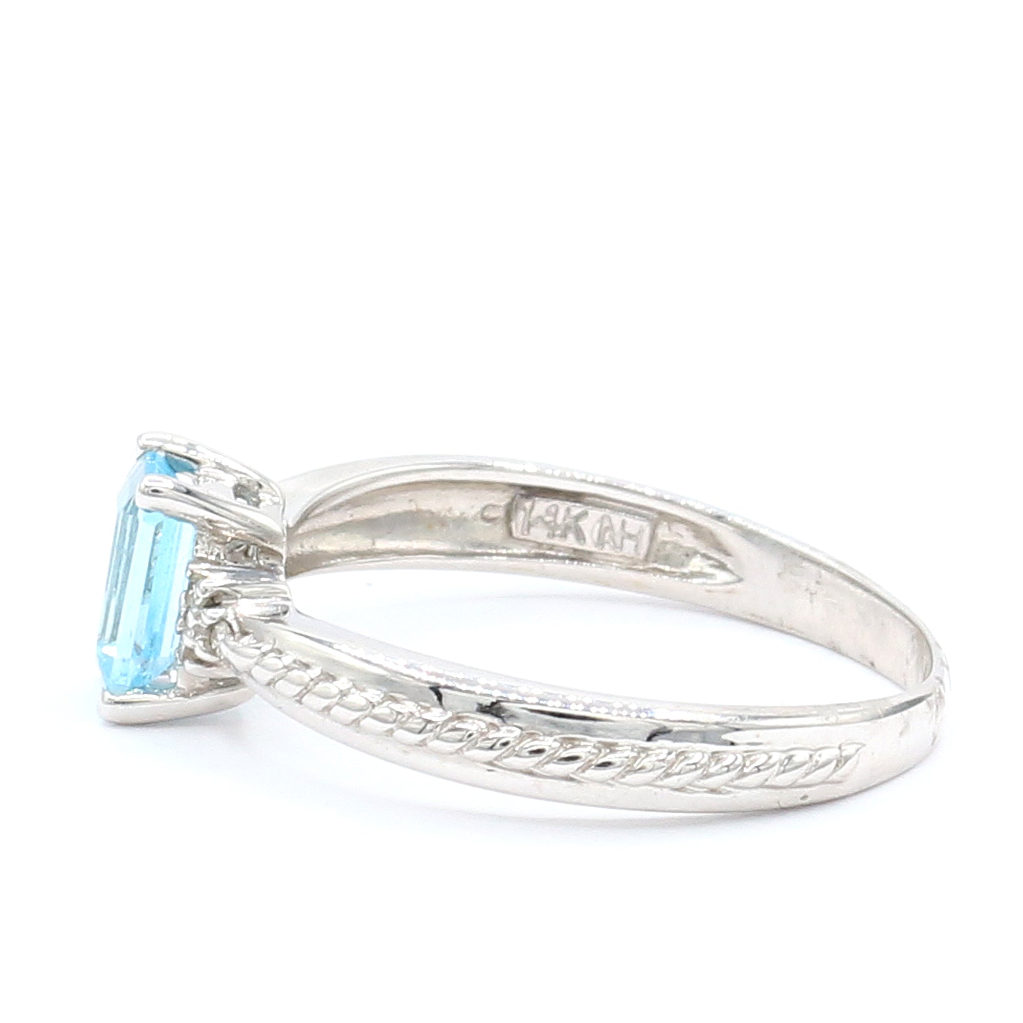 Golden Jewel 14K White Gold 0.79ctw Blue Topaz & Diamond Ring