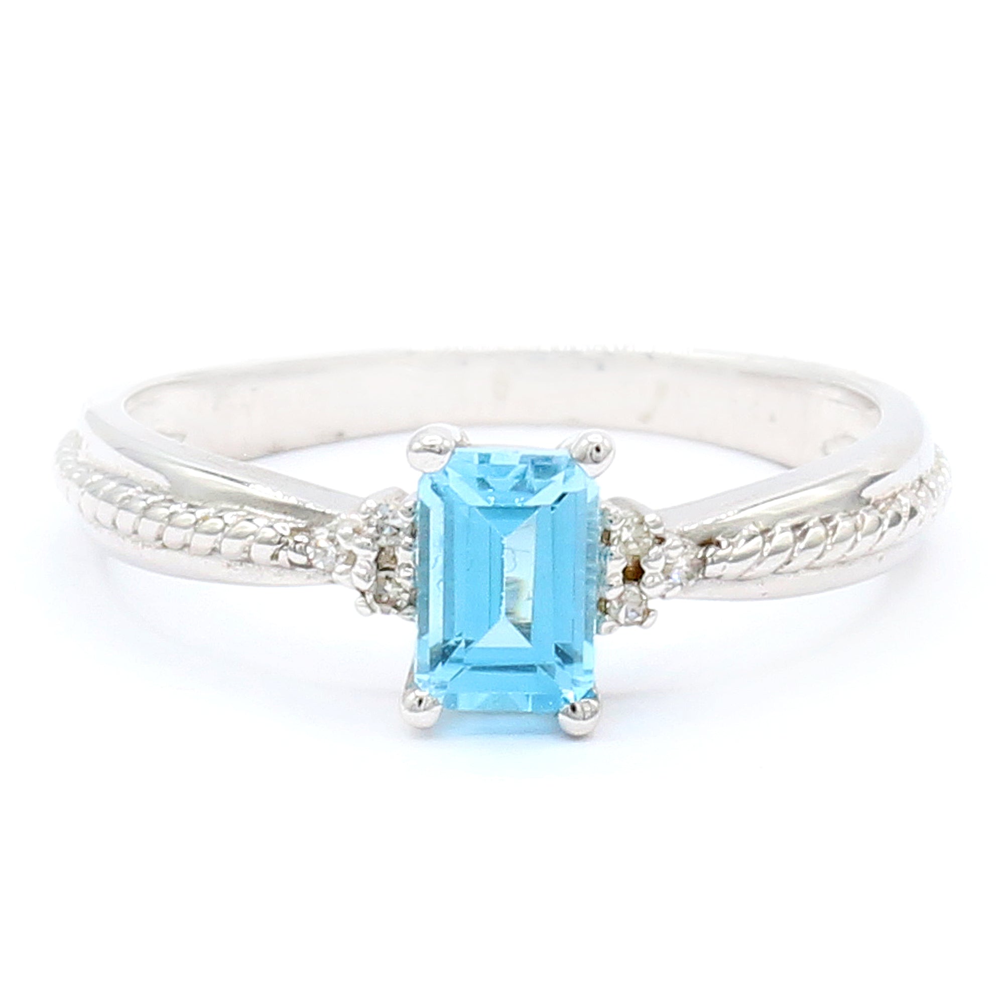 Golden Jewel 14K White Gold 0.79ctw Blue Topaz & Diamond Ring