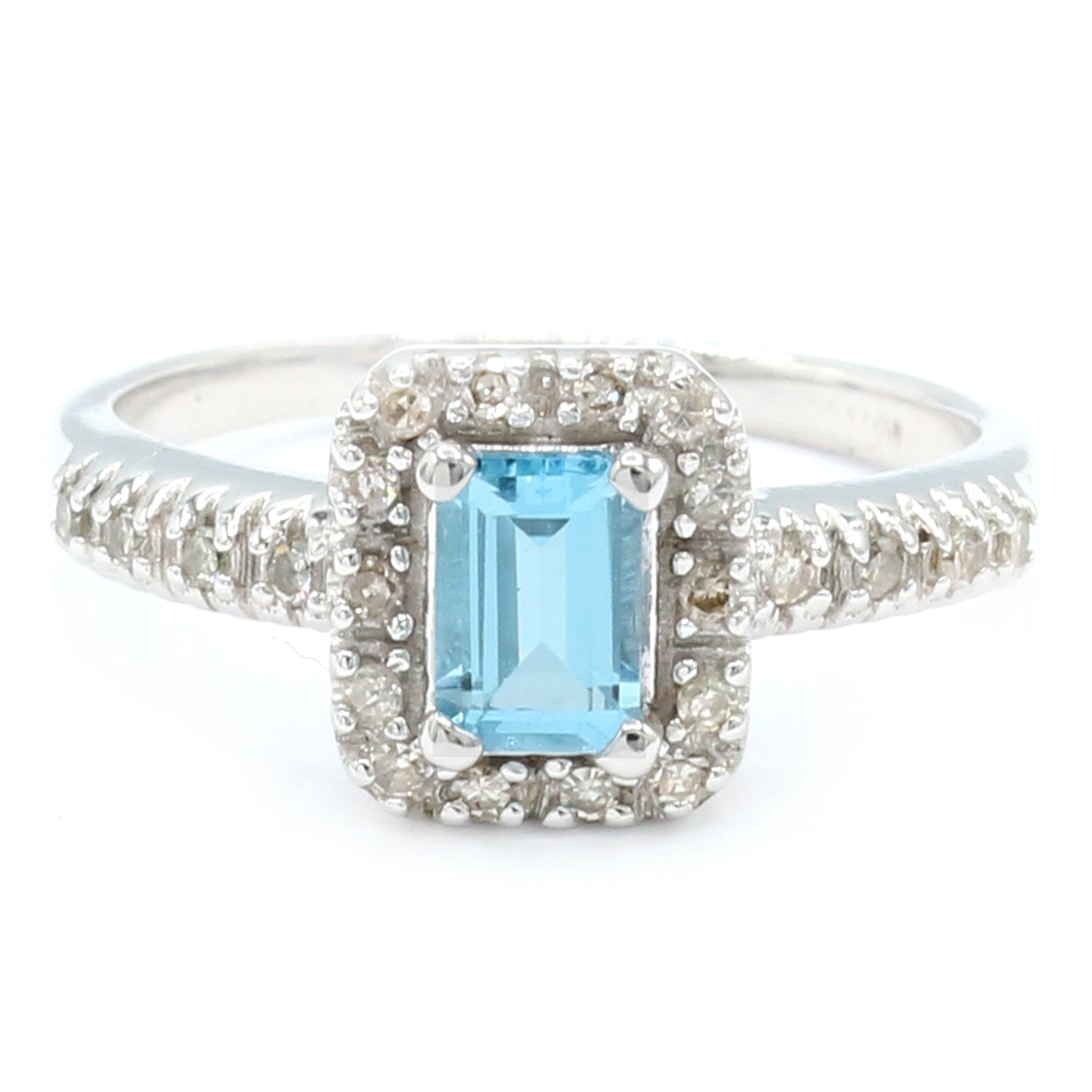 Golden Jewel 10K White Gold 0.89ctw Blue Topaz & Diamond Ring