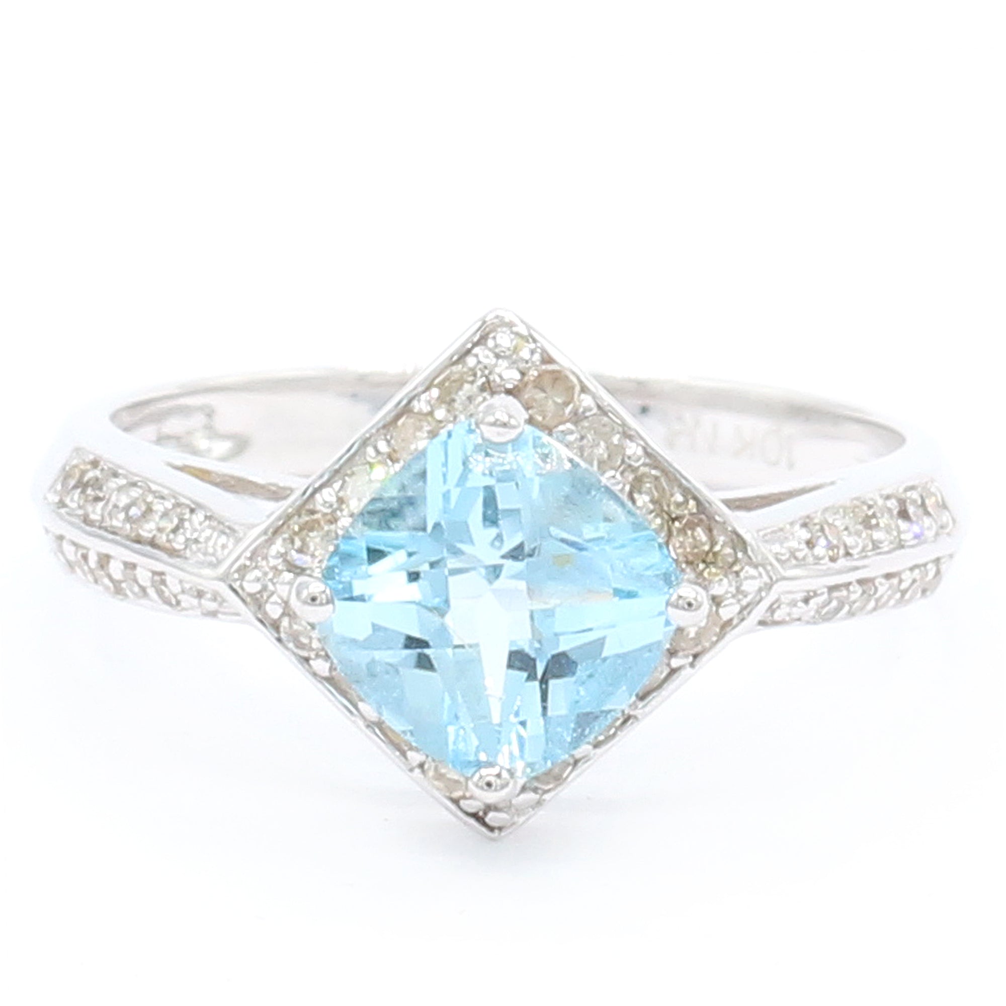 Golden Jewel 10K White Gold 1.56ctw Blue Topaz & Diamond Ring
