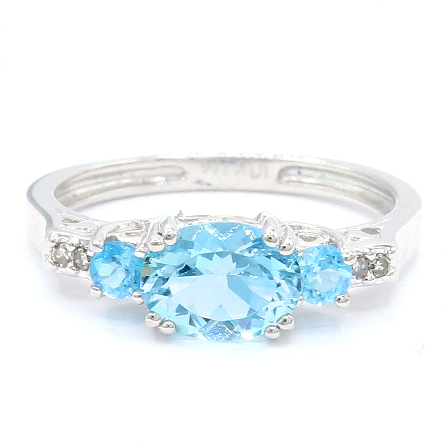 Golden Jewel 10K White Gold 1.79ctw Blue Topaz & Diamond Ring