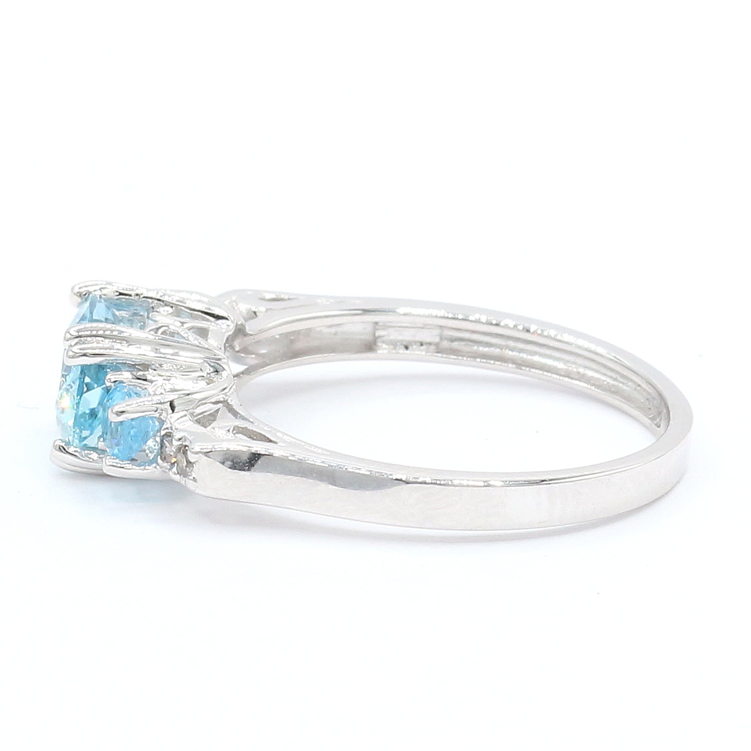 Golden Jewel 10K White Gold 1.79ctw Blue Topaz & Diamond Ring