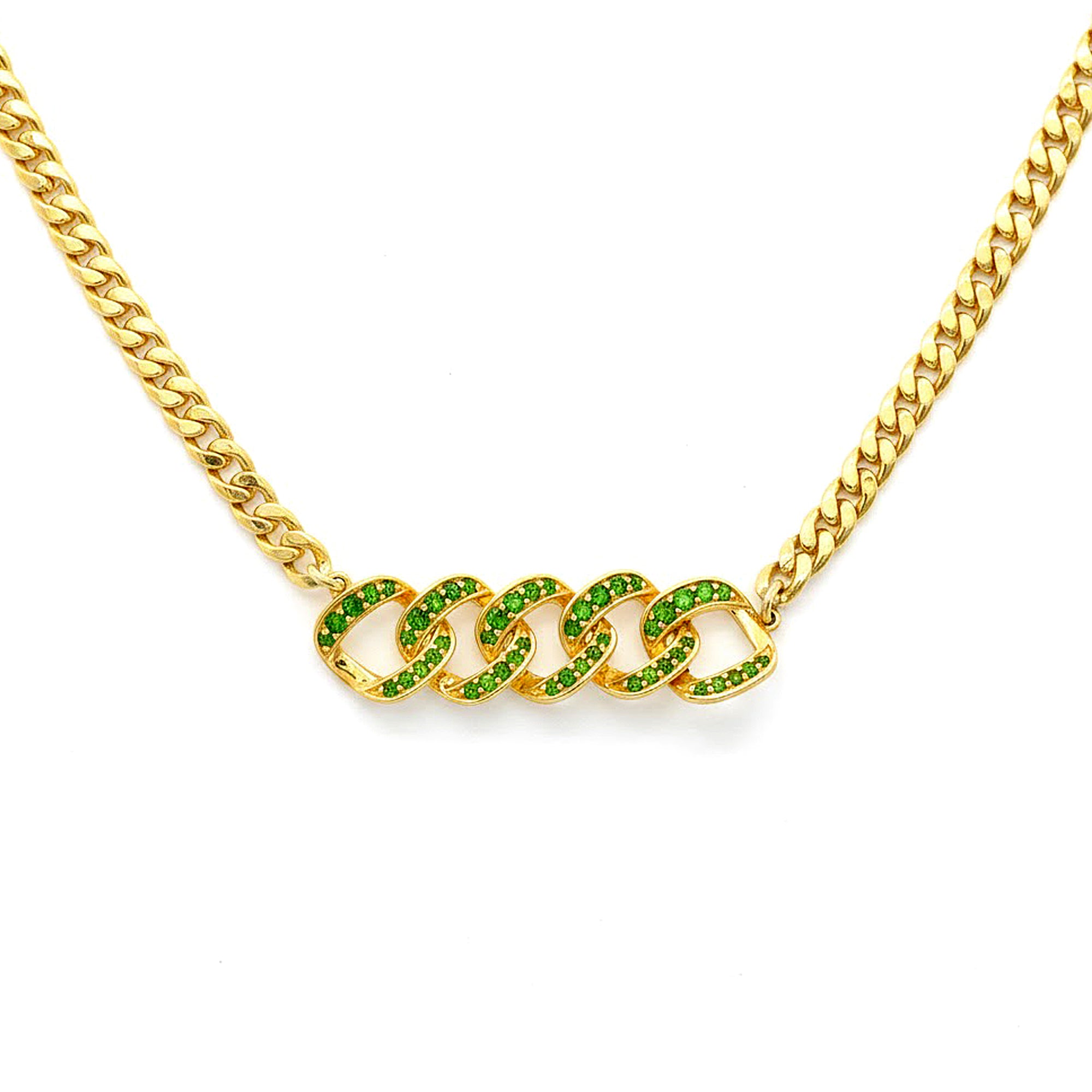 Hall of Jewels 0.93ctw Chrome Diopside Curb Link Chain Necklace