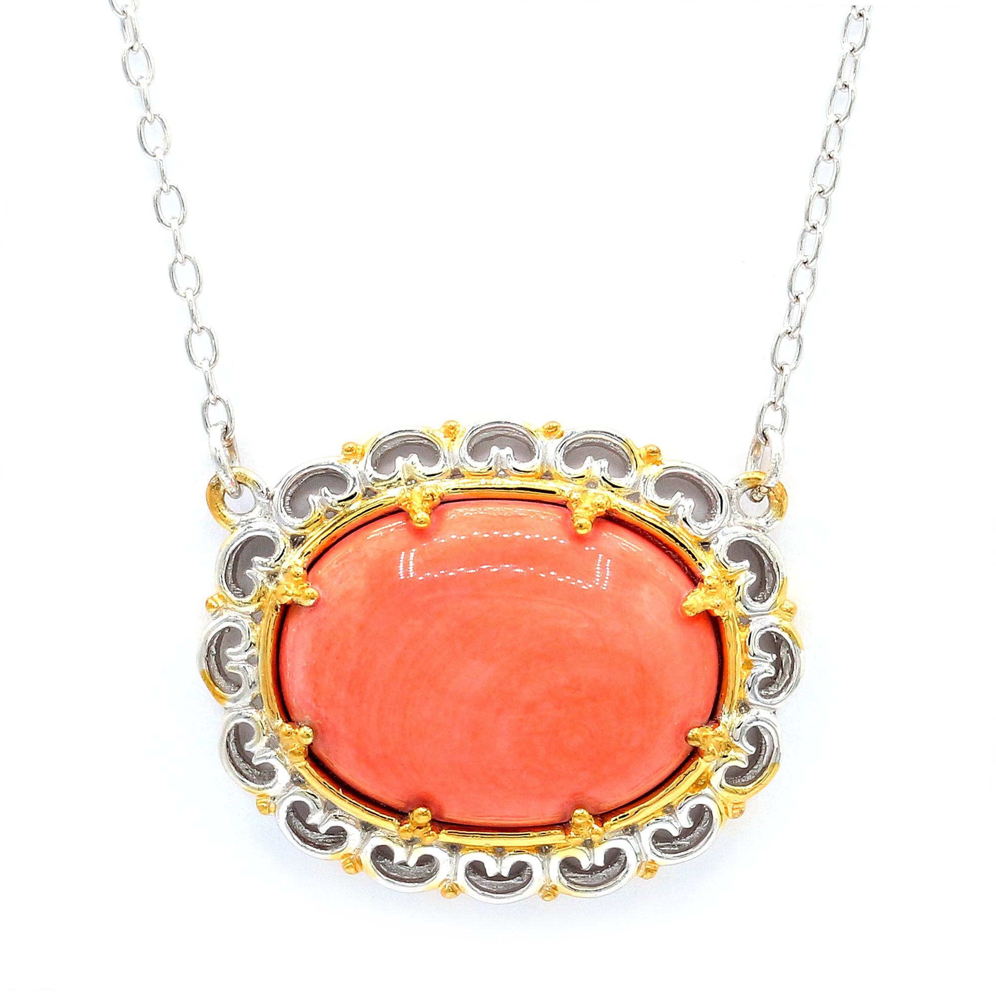 Gems en Vogue 24K Palladium Silver Salmon Coral Necklace