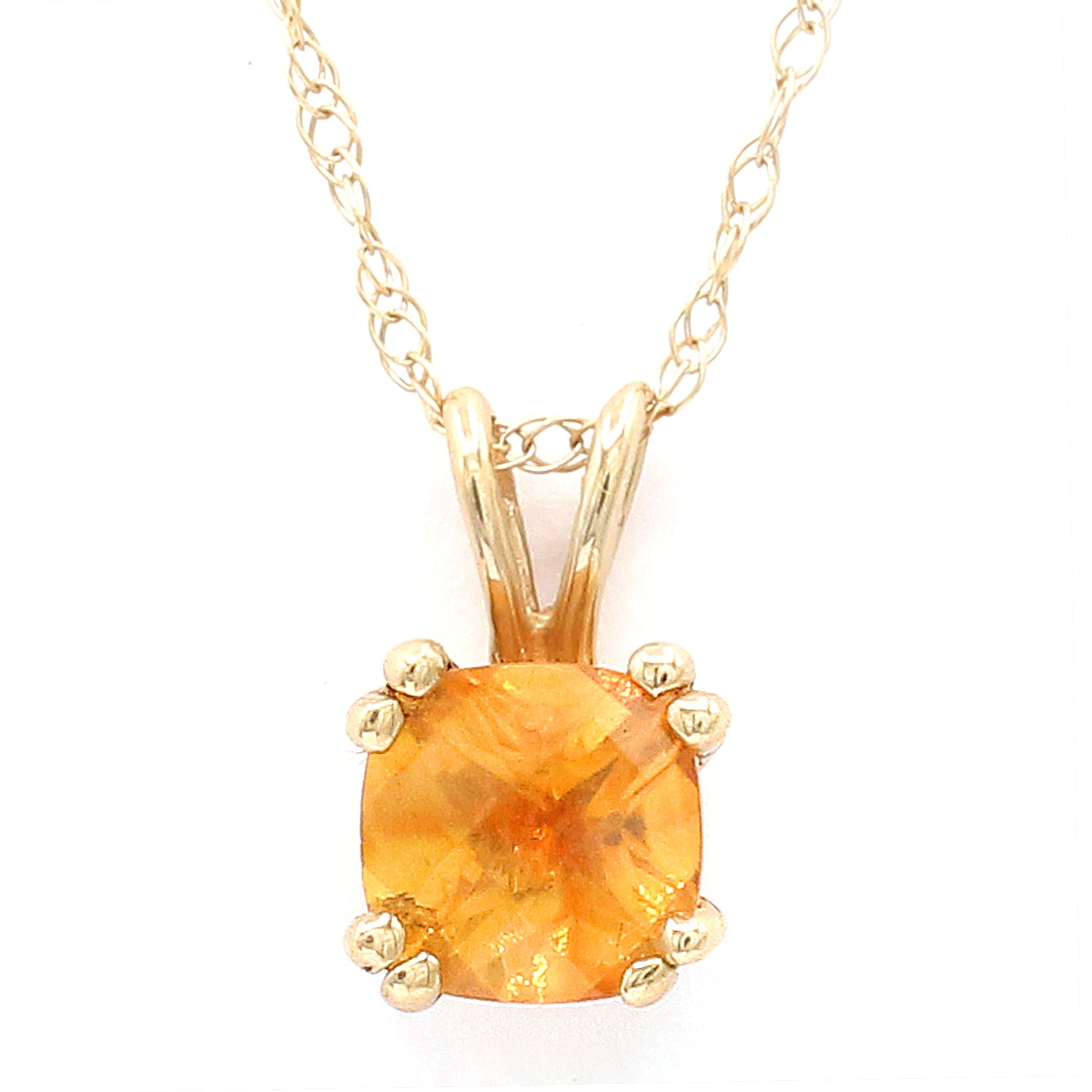 Golden Jewel 14K Gold Choice of Cushion Gemstone Pendant