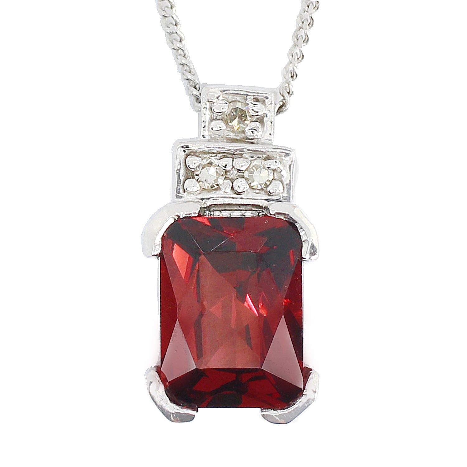 Golden Jewel 10K White Gold Choice of Gemstone & Diamond Pendant