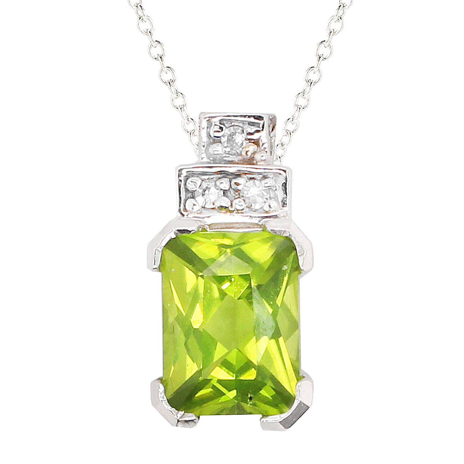 Golden Jewel 10K White Gold Choice of Gemstone & Diamond Pendant