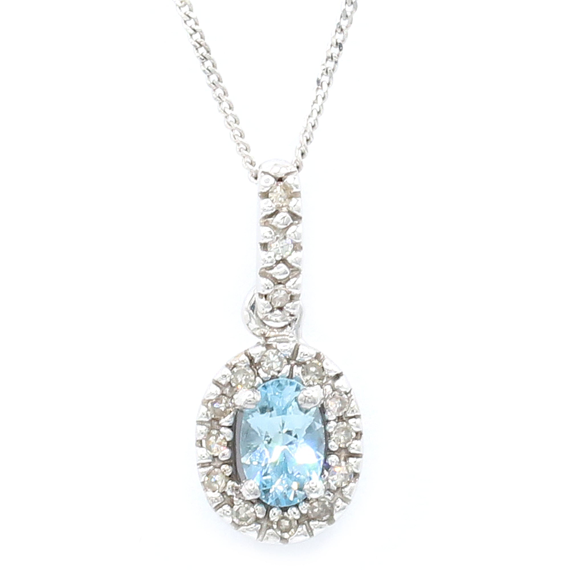 Golden Jewel 14K White Gold 0.55ctw Aquamarine & Diamond Pendant