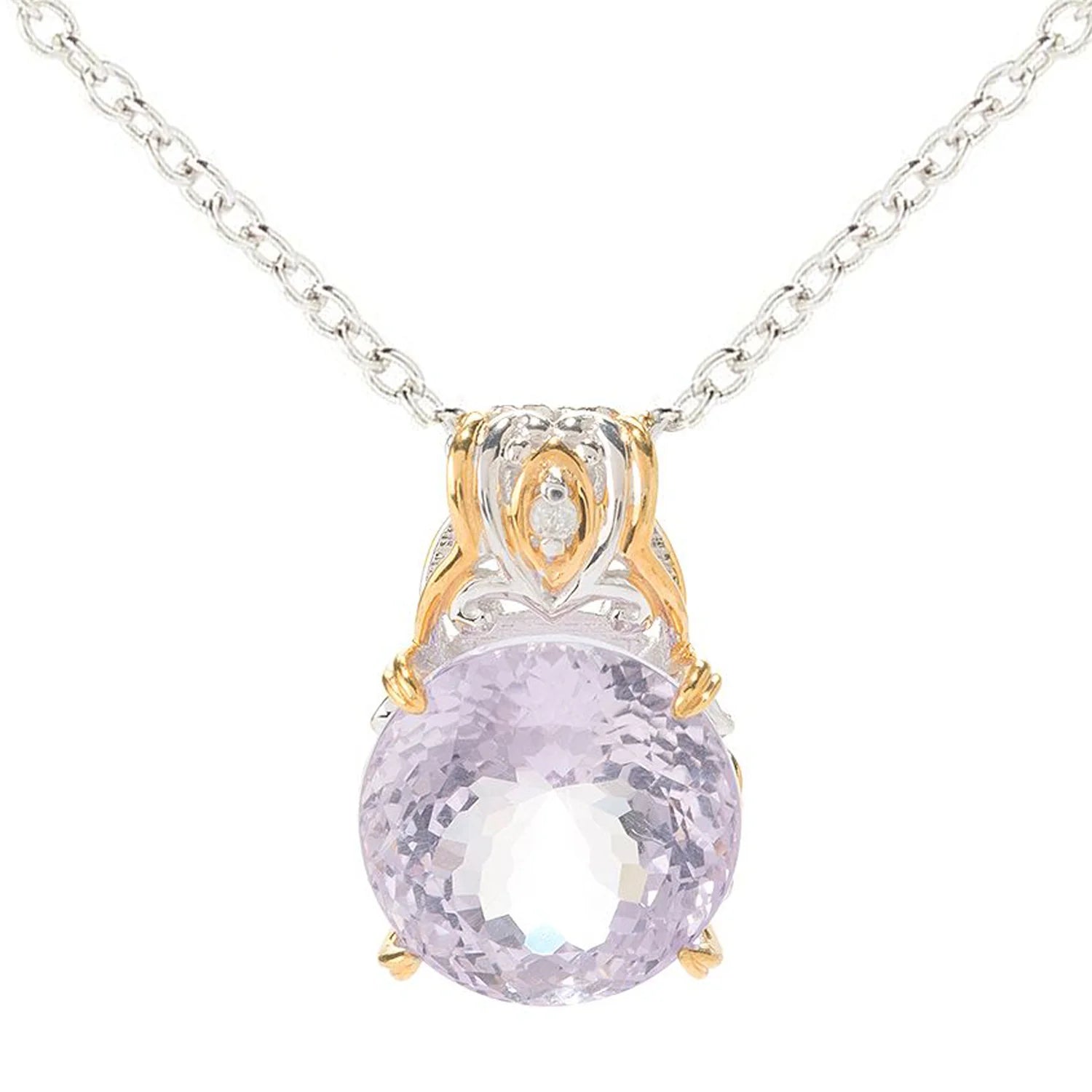 Gems en Vogue Round Faceted Gemstone & White Zircon Pendant