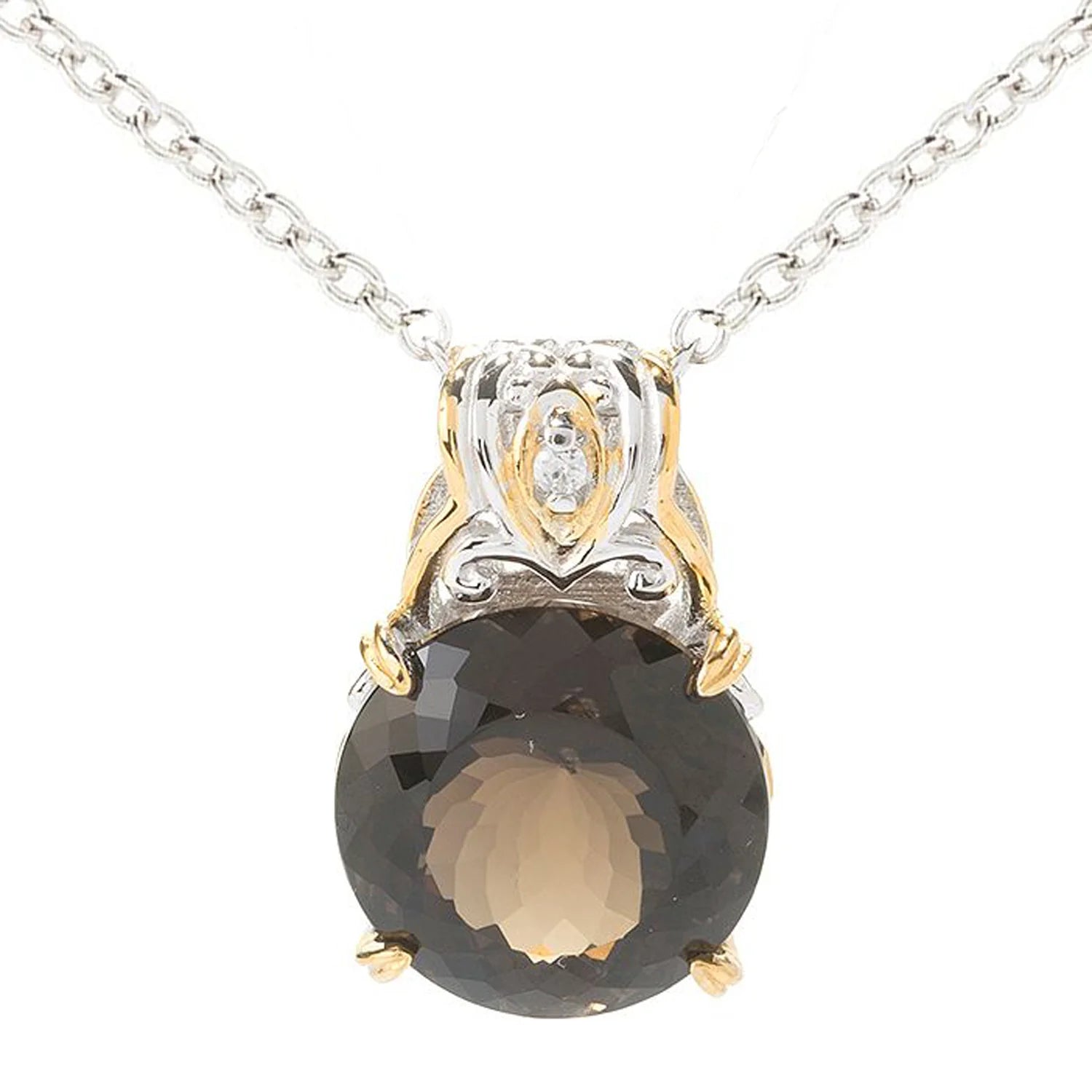 Gems en Vogue Round Faceted Gemstone & White Zircon Pendant