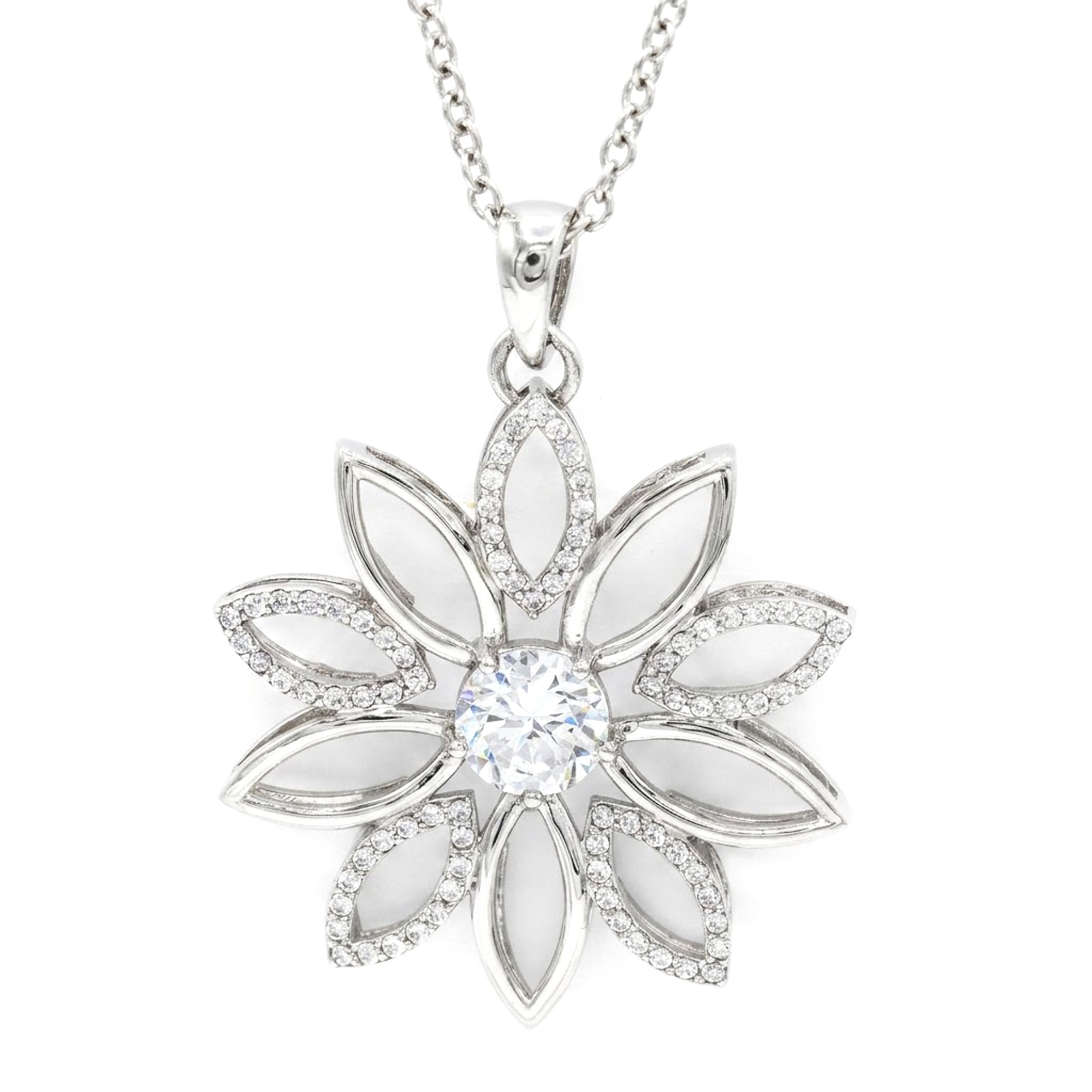 Signity Sterling Silver Cubic Zirconia Flower Pendant CHAIN NOT INCLUDED