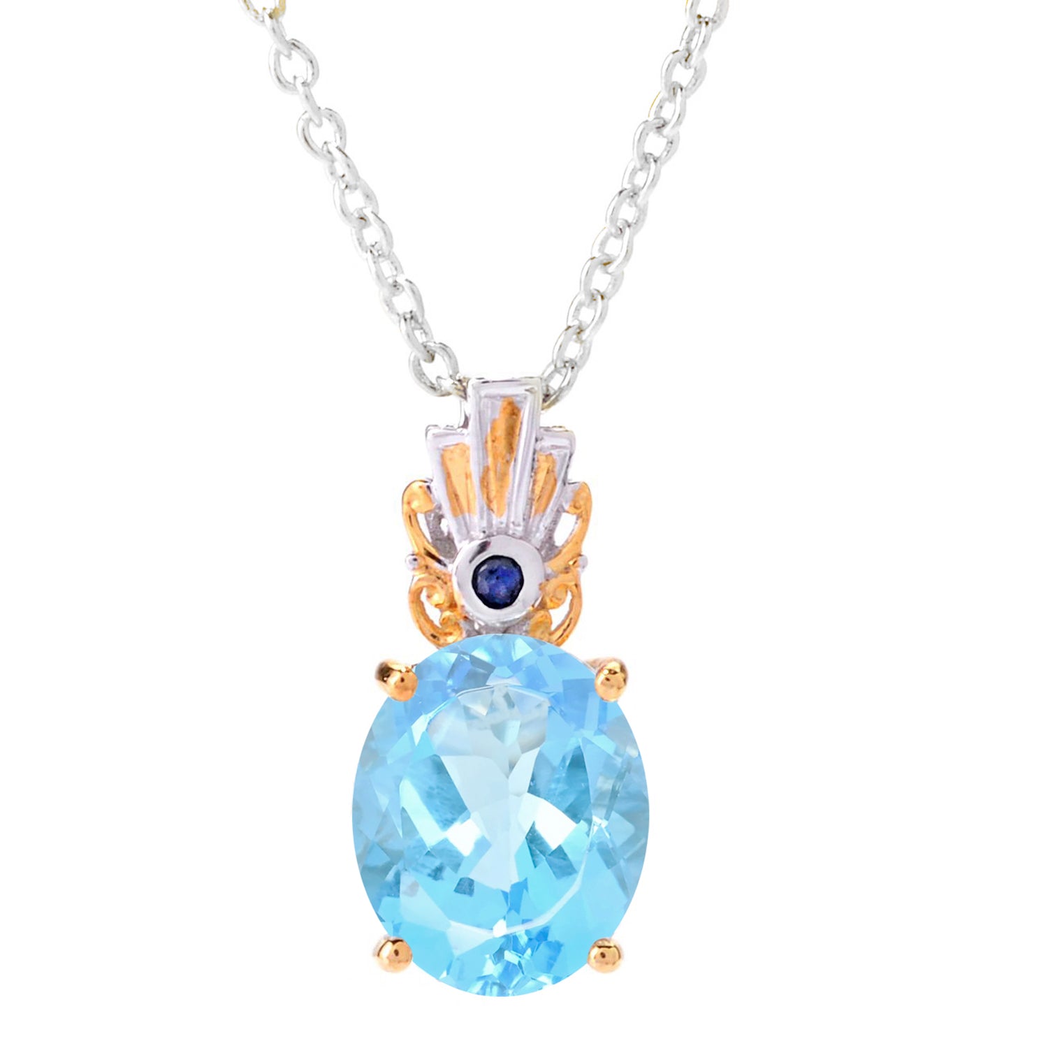 Gems en Vogue 5.70ctw Blue Topaz & Blue Sapphire Pendant