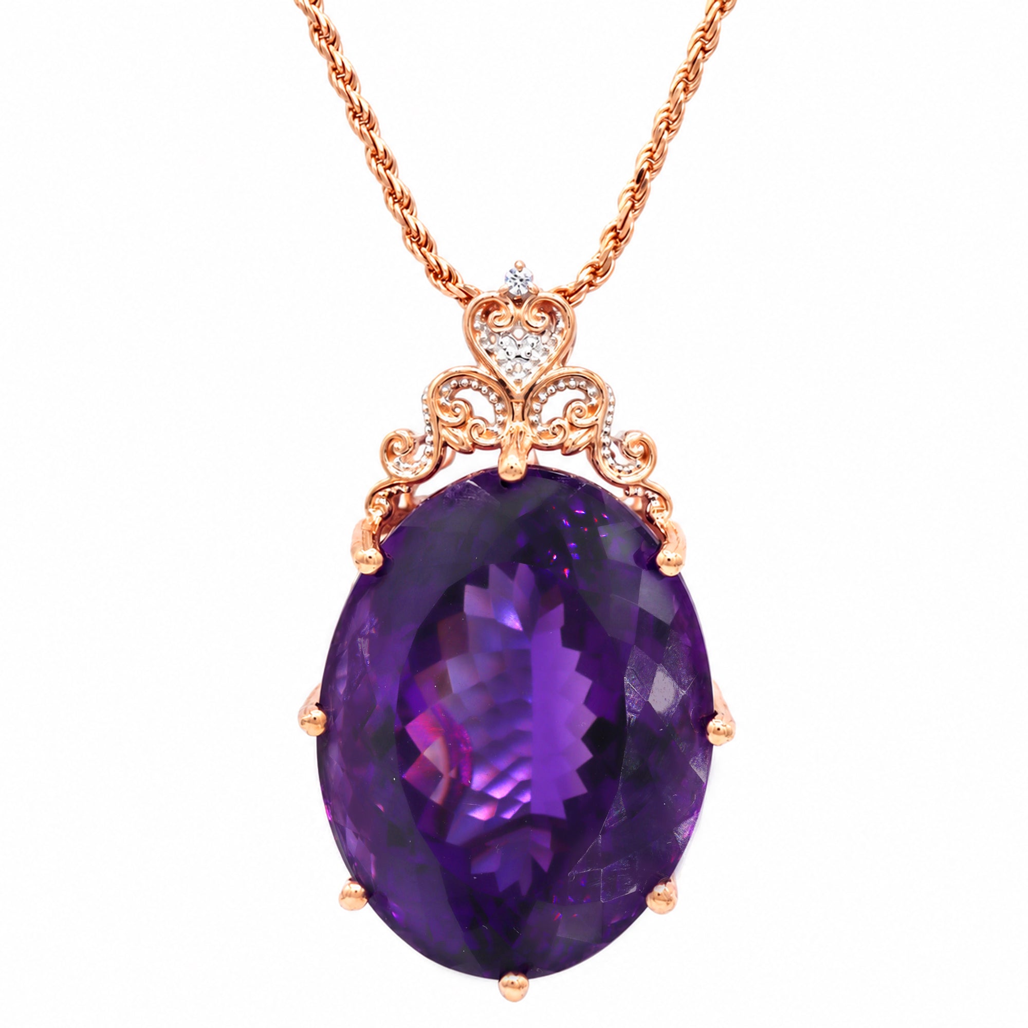 Couture Gems One-of-a-kind 18K Palladium Silver 86.17ctw Tanzanian Amethyst & White Zircon Honker Pendant