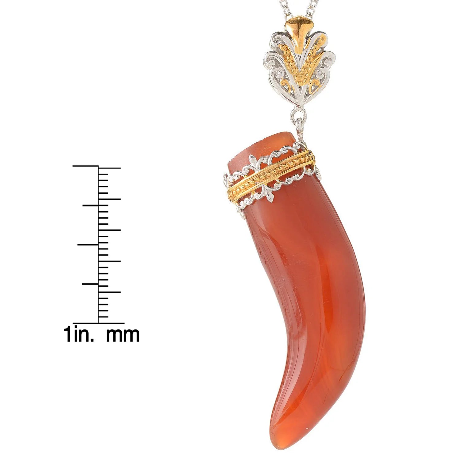 Gems en Vogue 49.20ctw Carved Carnelian Italian Horn Pendant