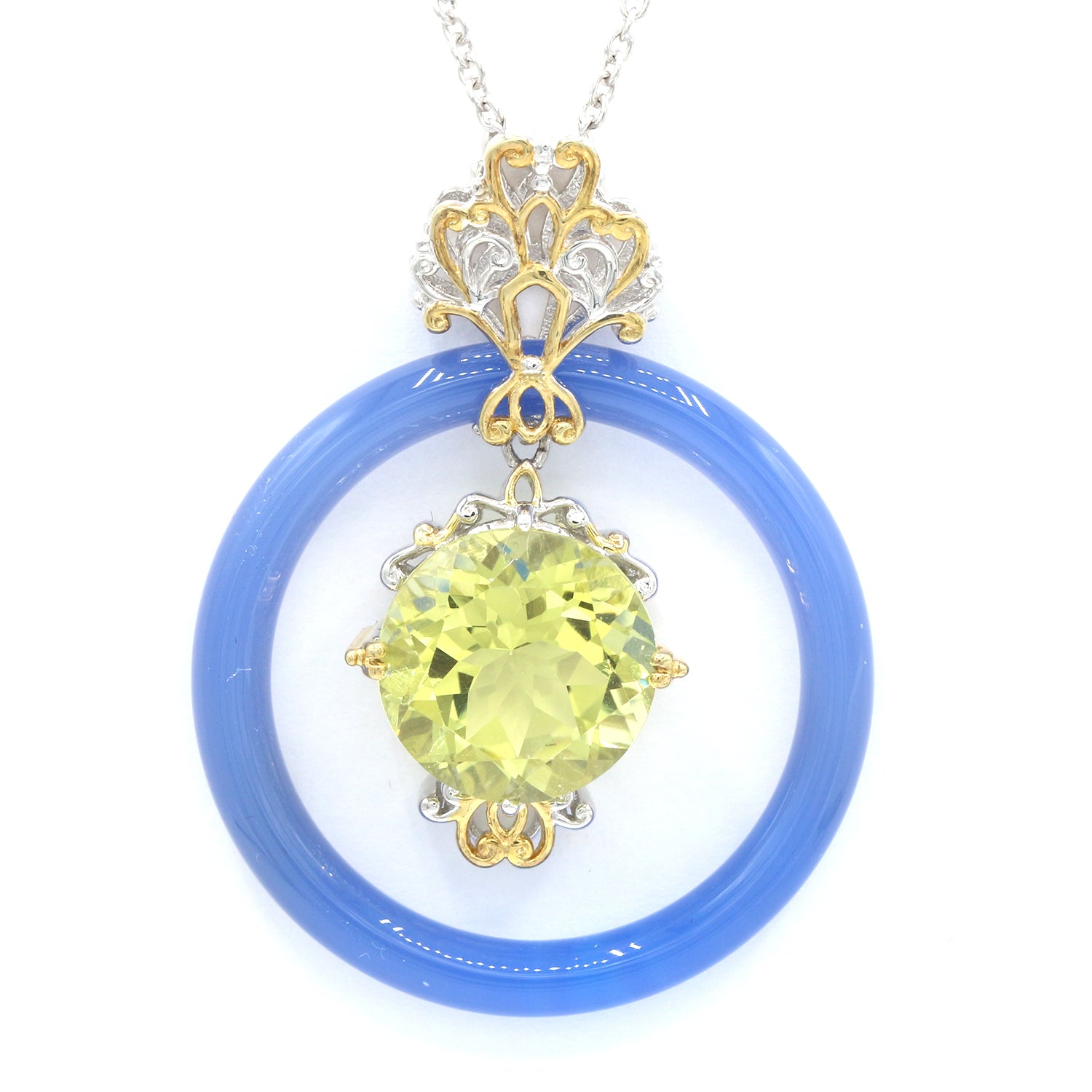 Gems en Vogue 10.00ctw Blue Agate & Ouro Verde Pendant